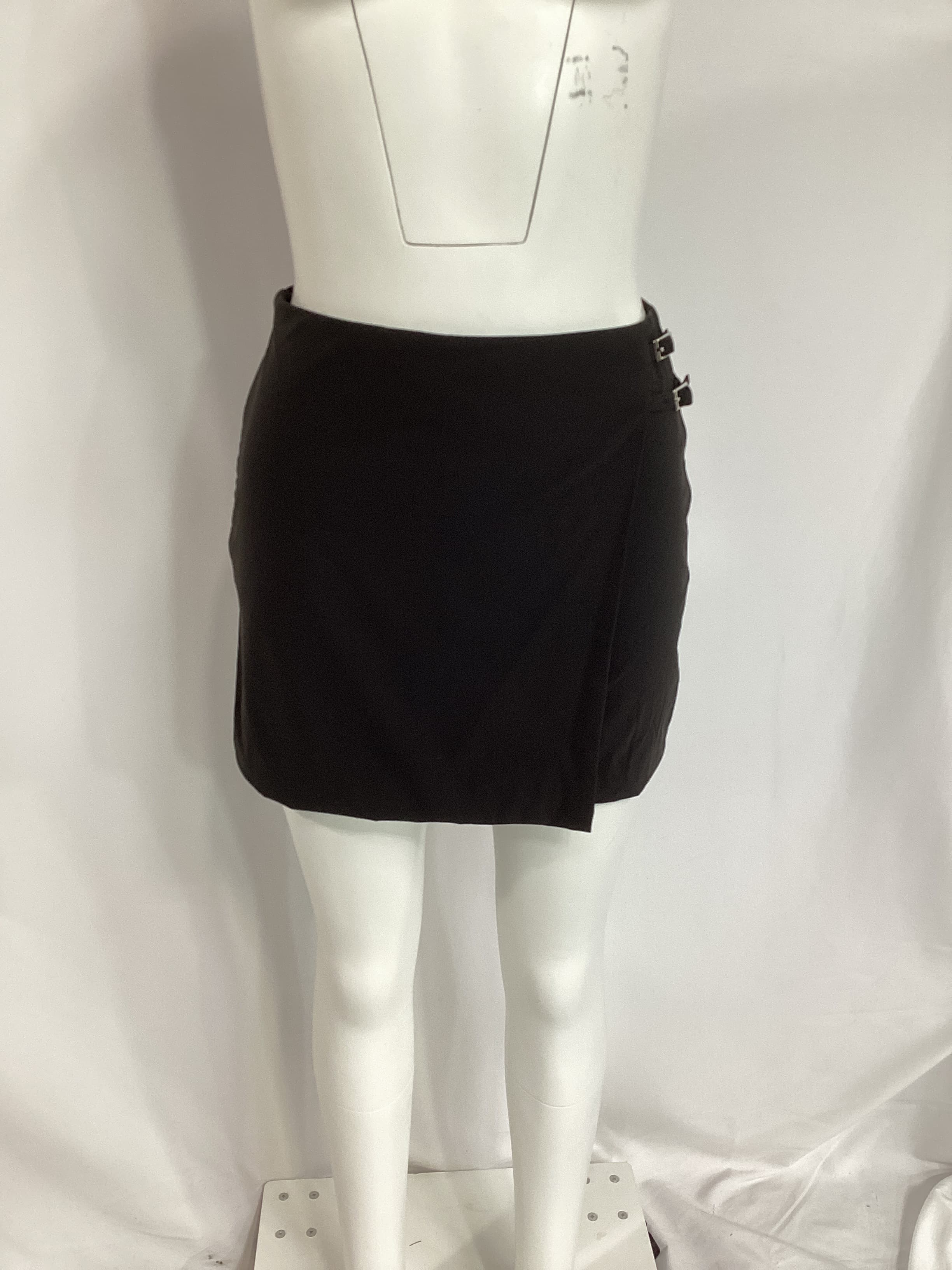 L'academie X Marianna Tiny Buckle Wrap Mini Skirt In Black - Image 2