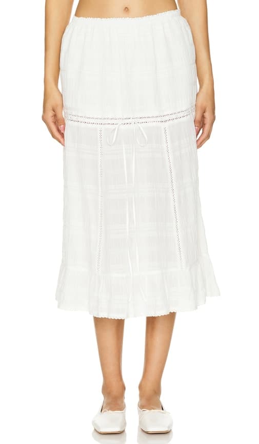 Valeria Midi Skirt In Ivory - Image 1