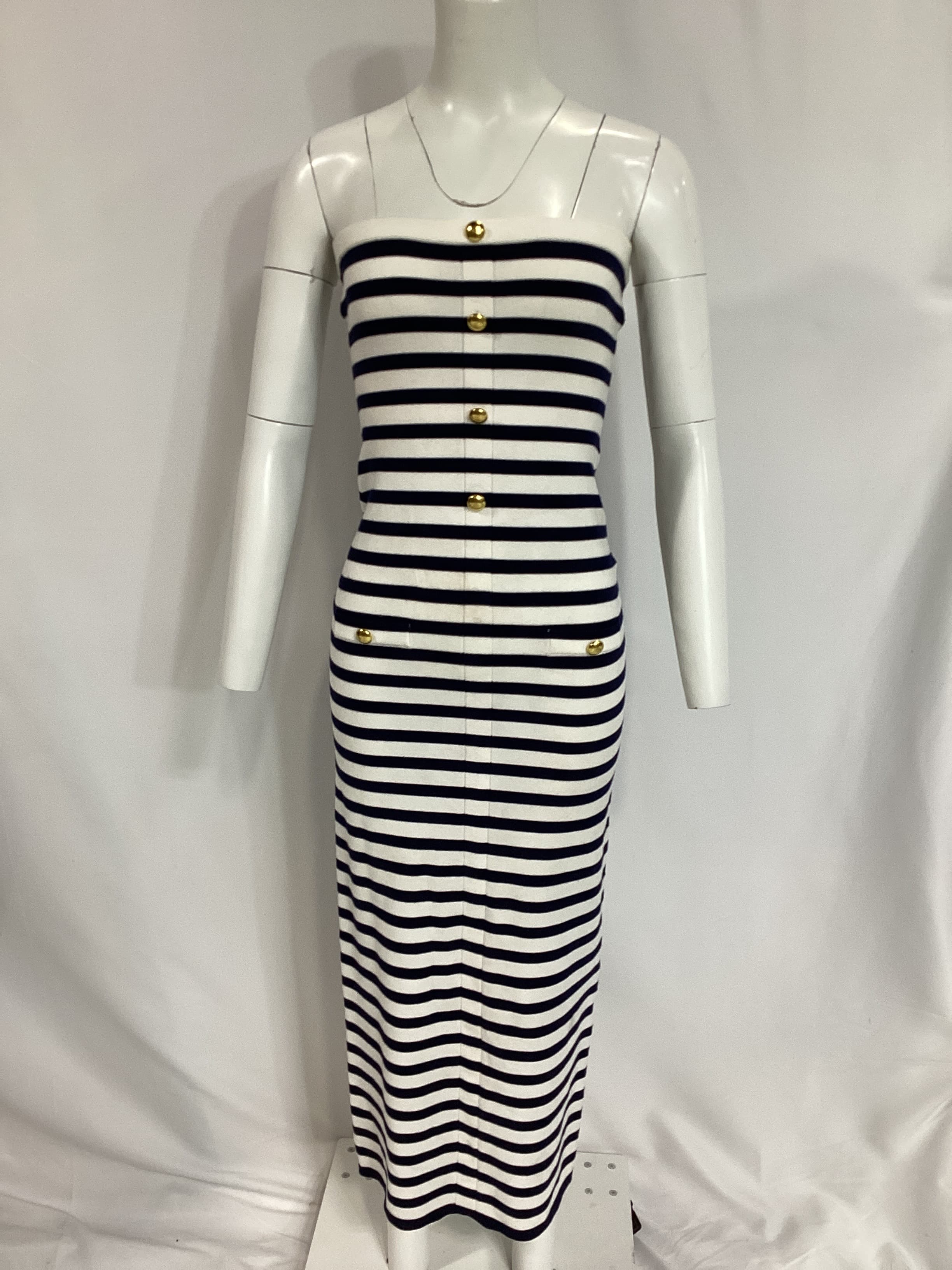 L'academie By Marianna Addison Striped Dress In Navy & White - Image 2