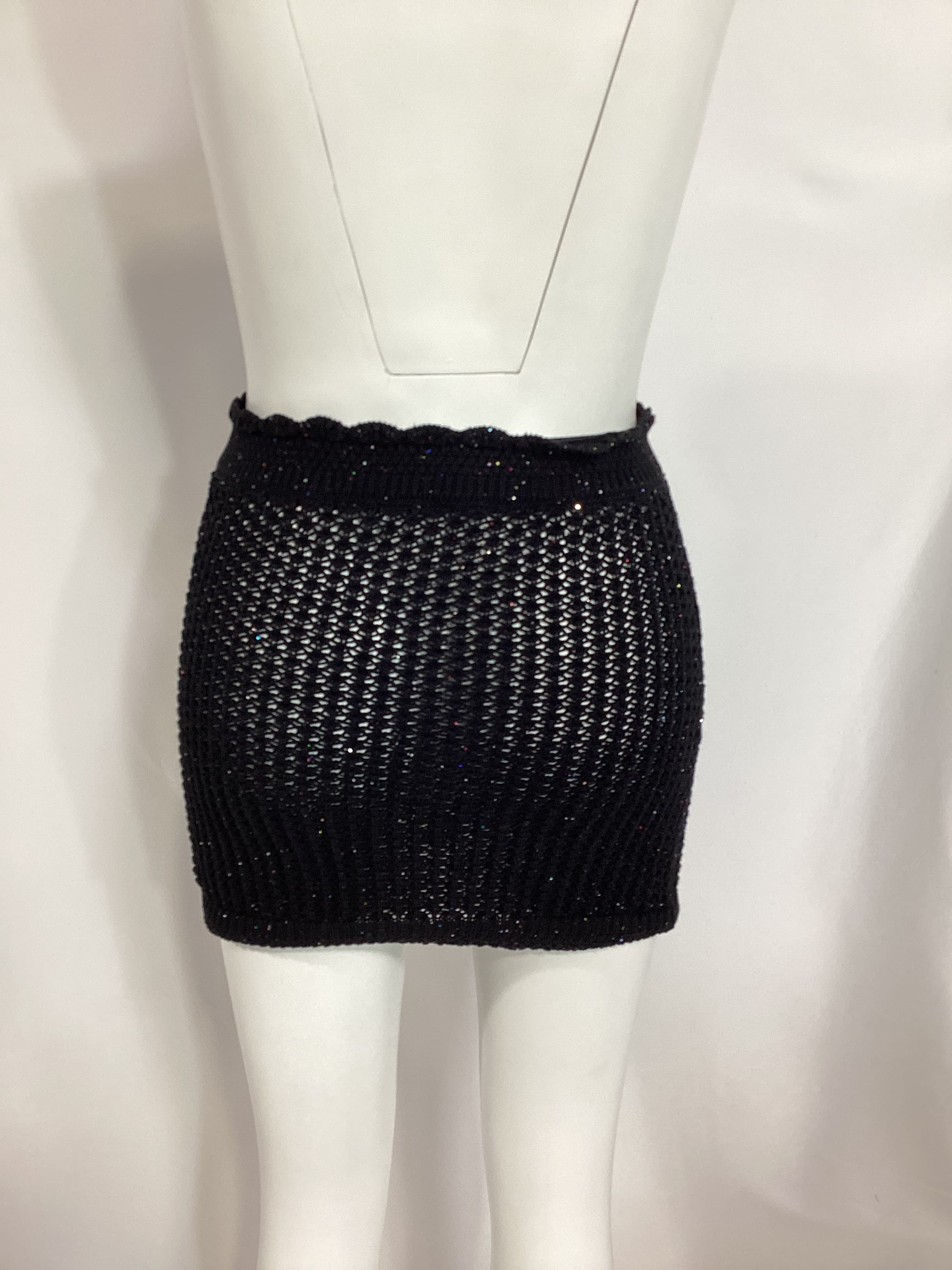 Renata Knit Shimmer Skirt In Black - Image 2