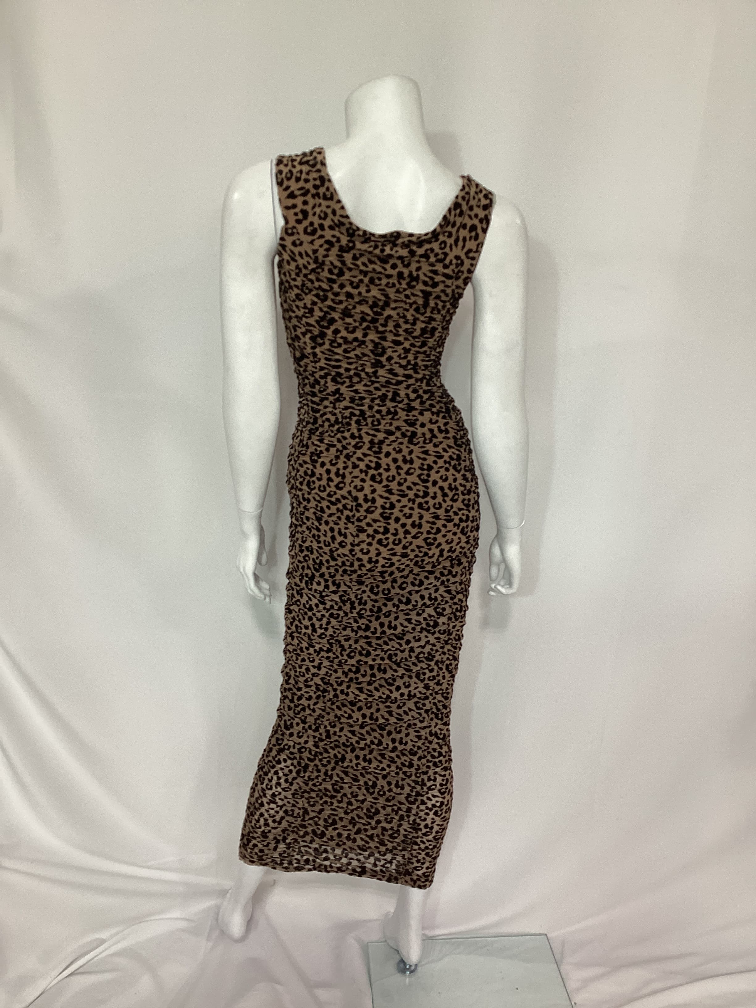 Tabitha Midi Dress In Tan Leopard - Image 2