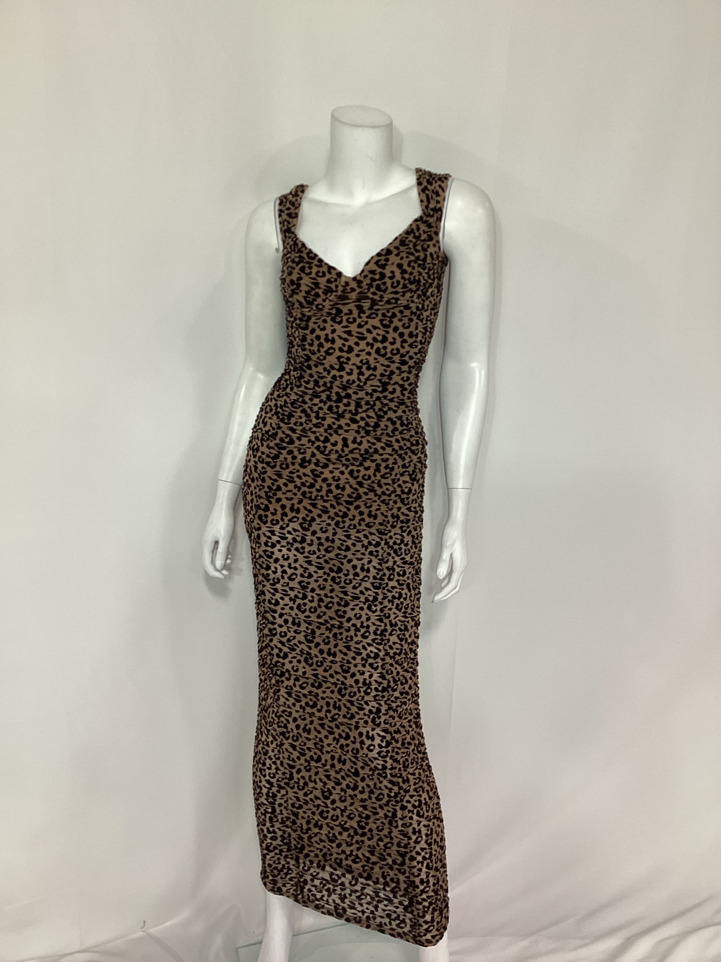 Tabitha Midi Dress In Tan Leopard - Image 4