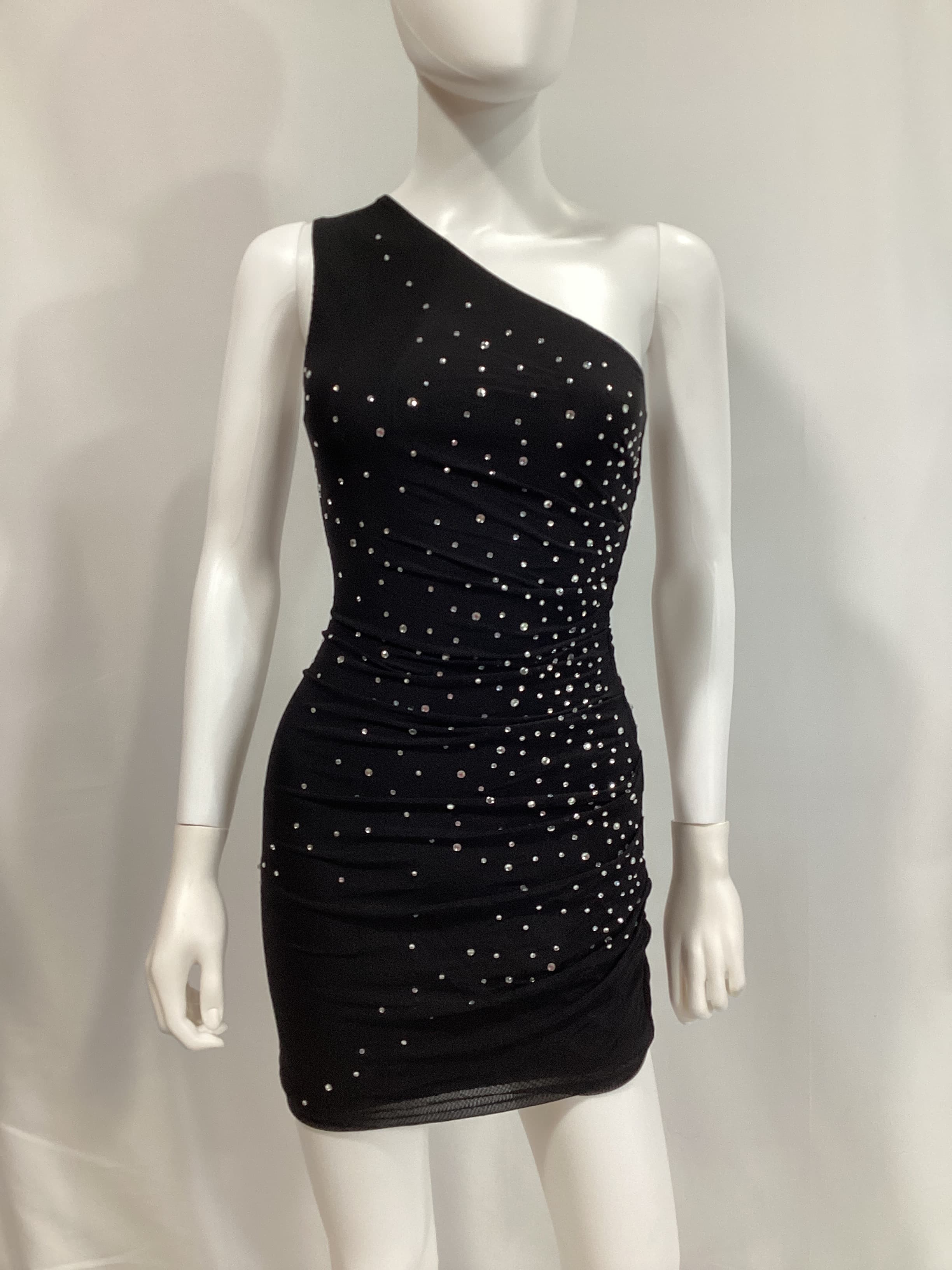 Mila Embellished Mini Dress In Black - Image 2