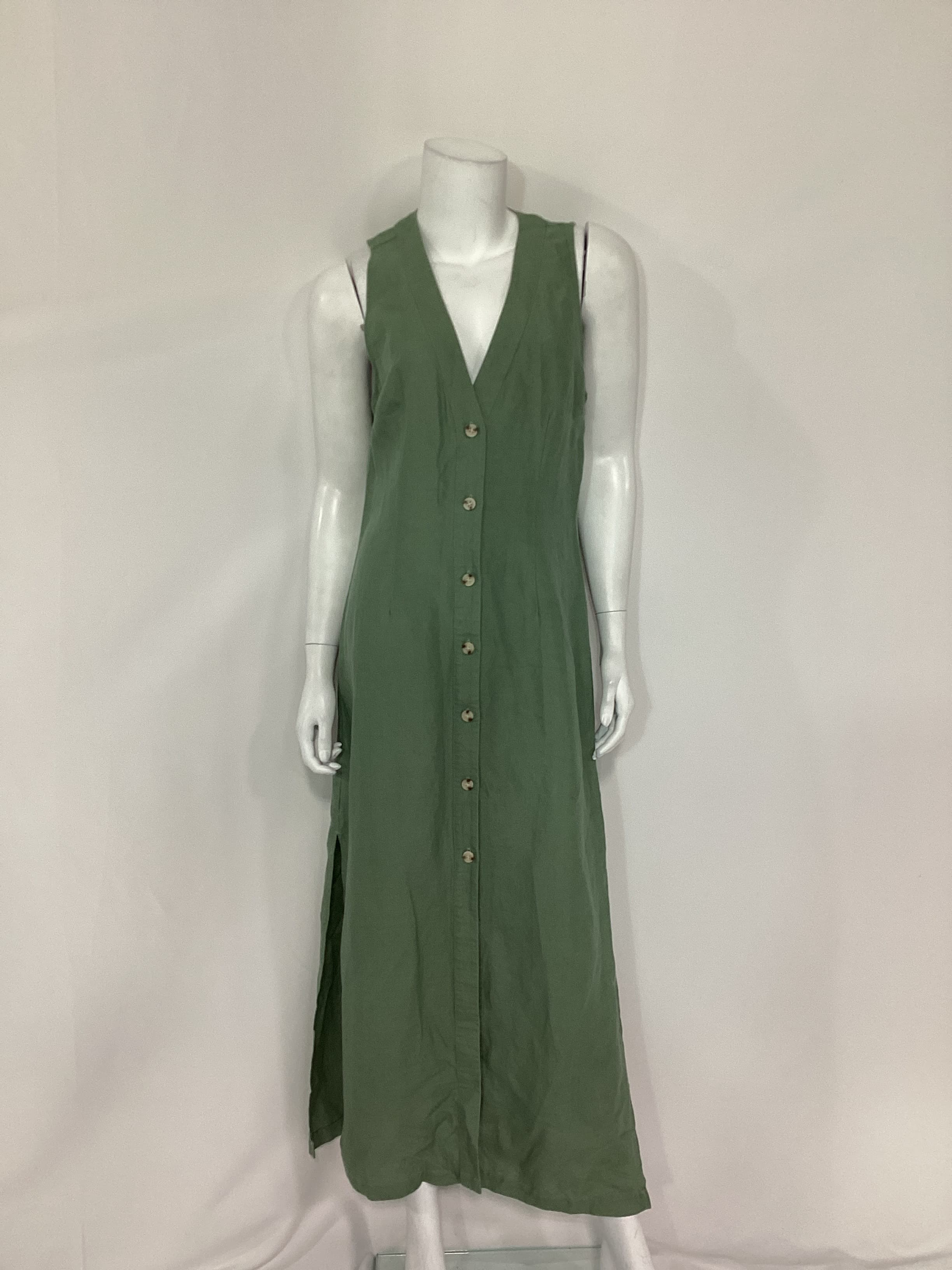 Air Linen Button Down Maxi Dress In Sea Spray - Image 2