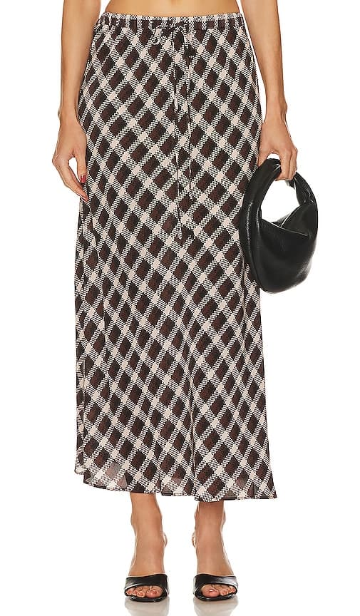 Chiara Drawstring Skirt In Basket Weave Check - Image 1