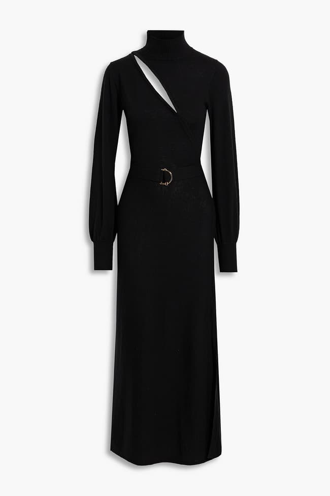 Sakina Hook-Detailed Wool And Cotton-Blend Turtleneck Maxi Dress - Image 1