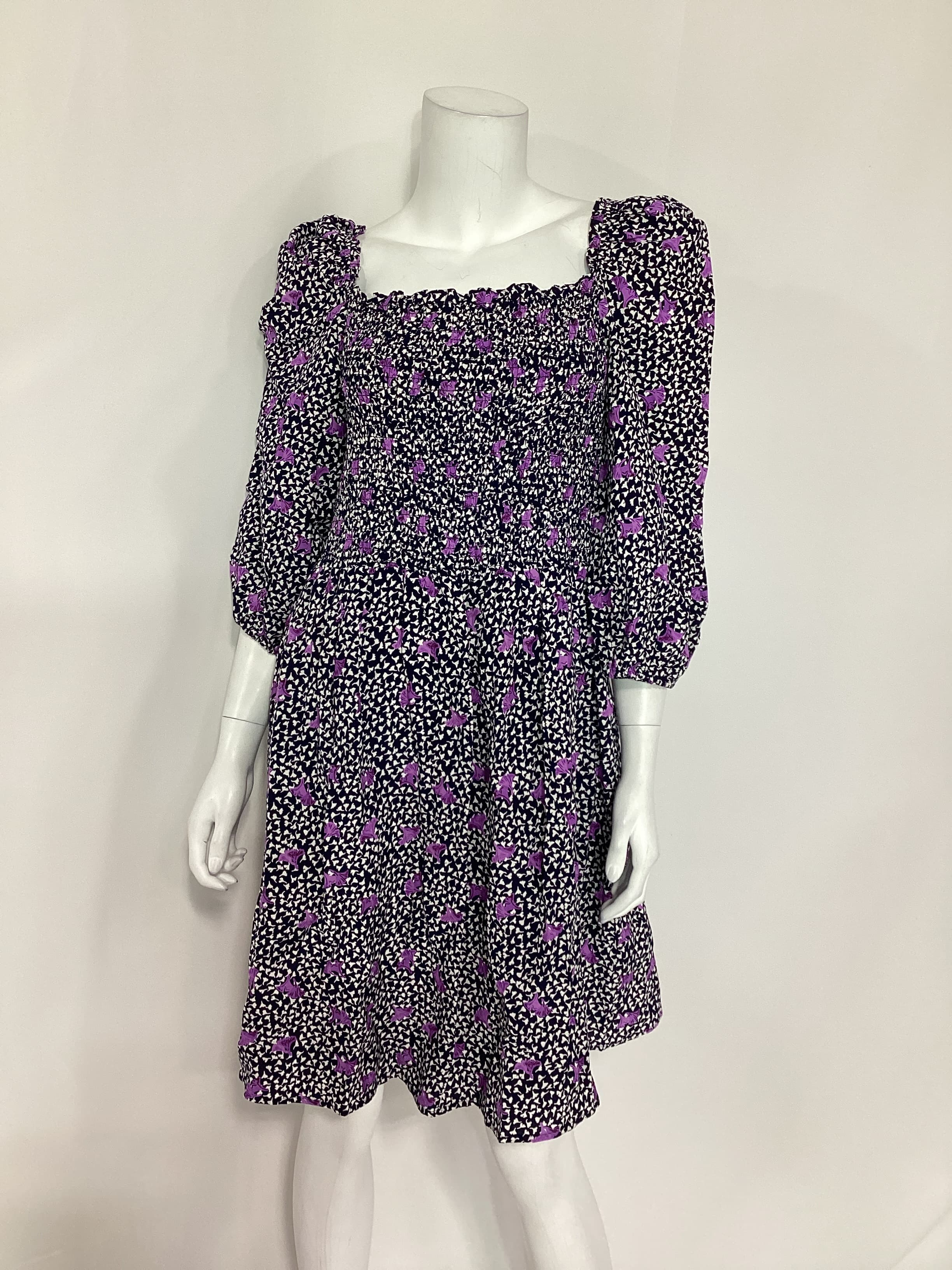 Shirred Floral-Print Crepe Mini Dress - Image 3
