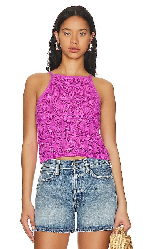 Crochet Halter Tank In Orchid - Image 1