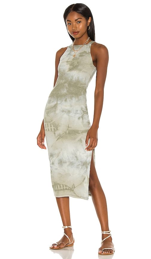 House Of Harlow 1960 X Revolve Tali Midi Dress In Olive Green Tie Dye - Image 1
