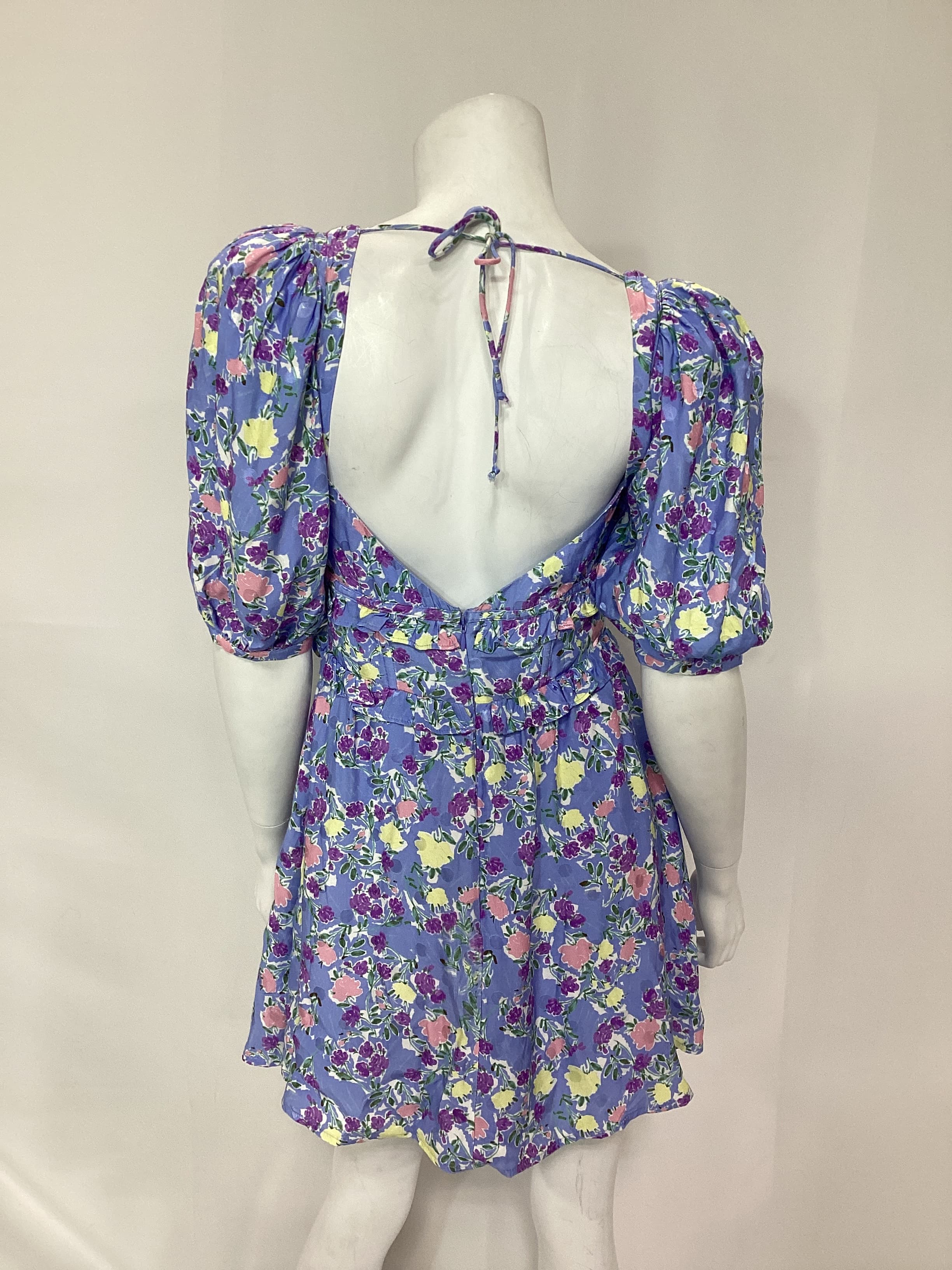 Charlene Puff Sleeve Mini Dress In Blue - Image 2