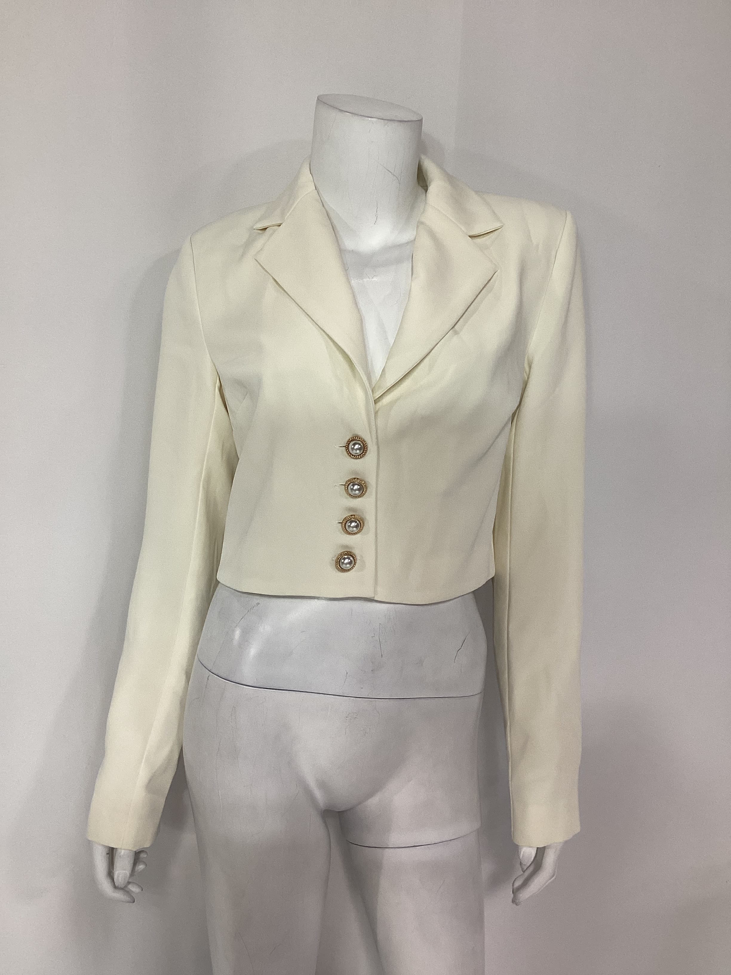 Honey Cropped Blazer In Snow White - Image 3