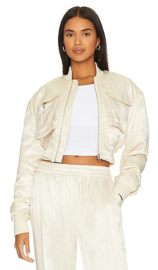 Miranda Bomber Jacket In Cream - Image 1