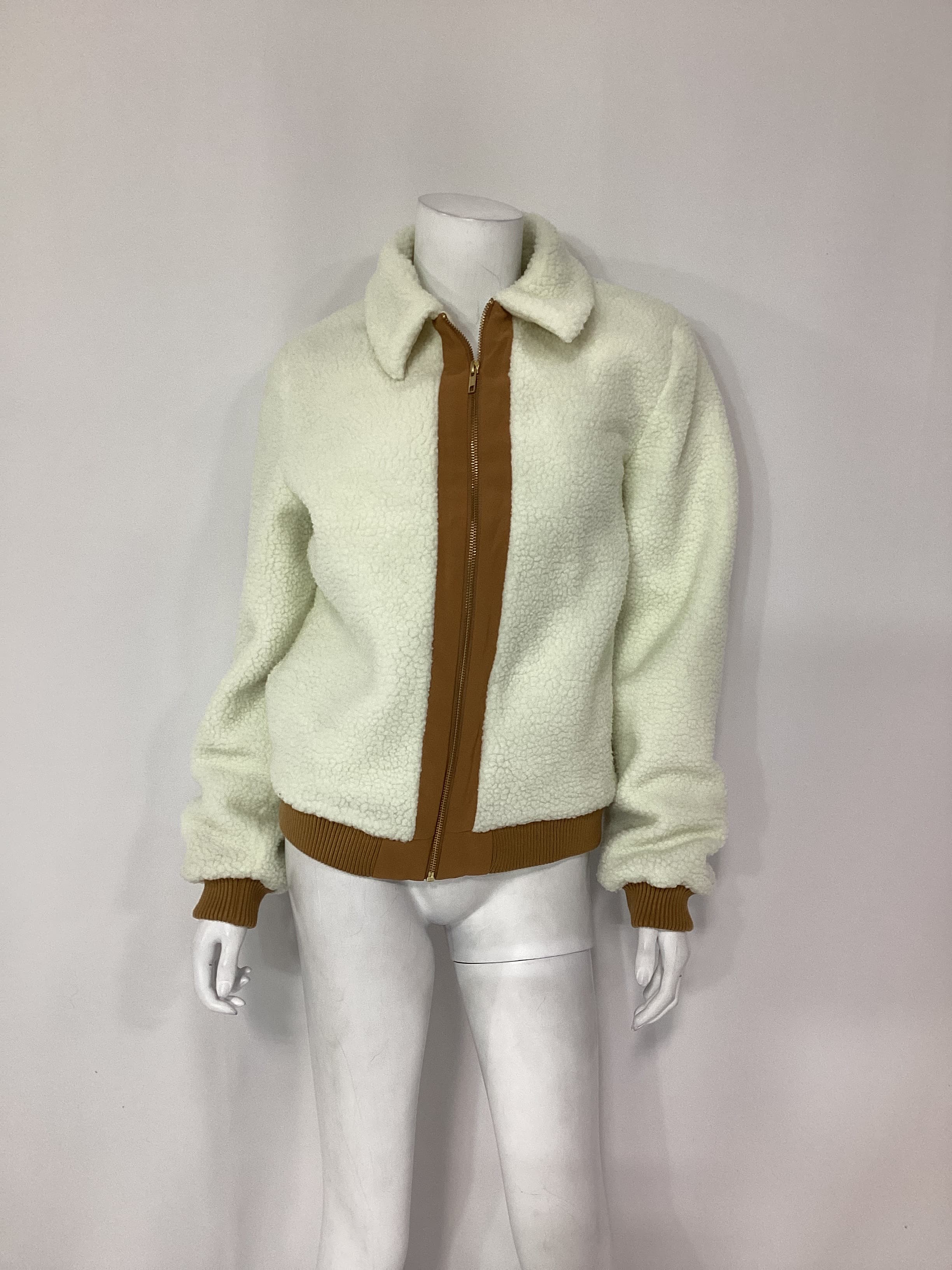 Simone Faux Fur Jacket In Ivory - Image 3