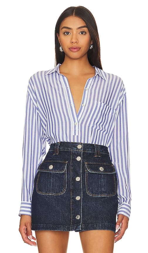 Bella Top In Blue White Stripe - Image 1