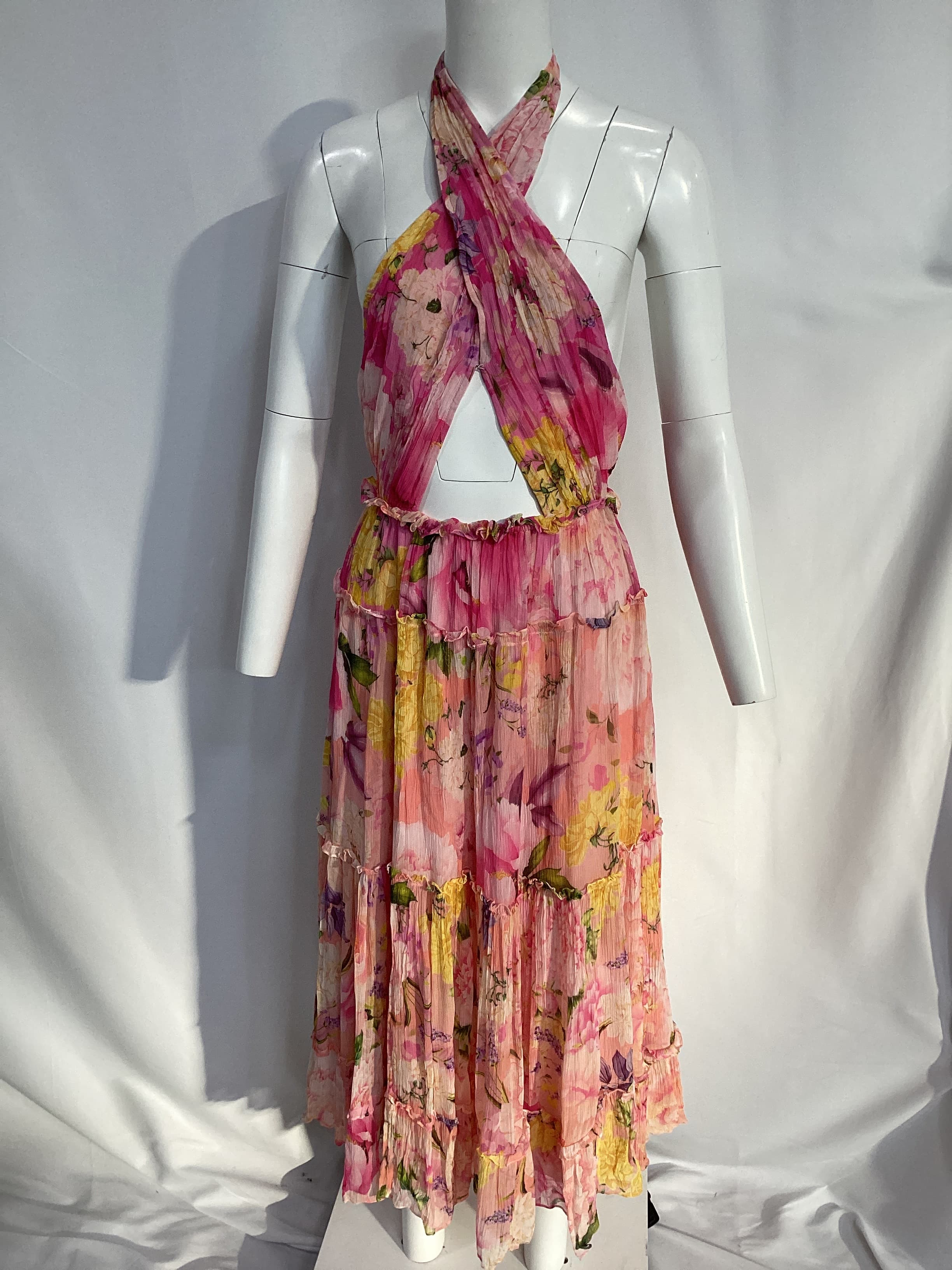 Midi Dress In Pink & Peach - Image 4