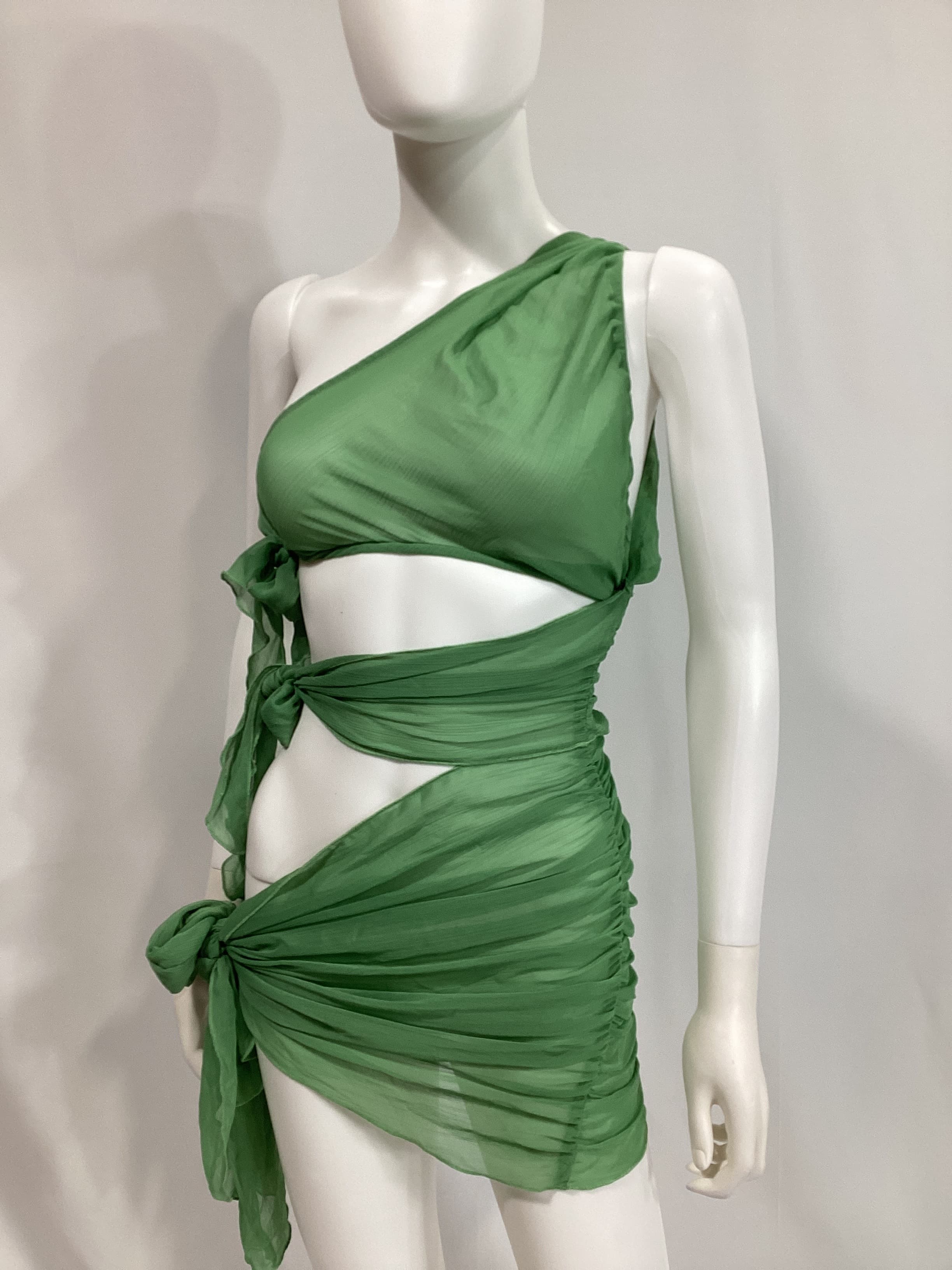 Ina Mini Wrap Dress In Olive - Image 3