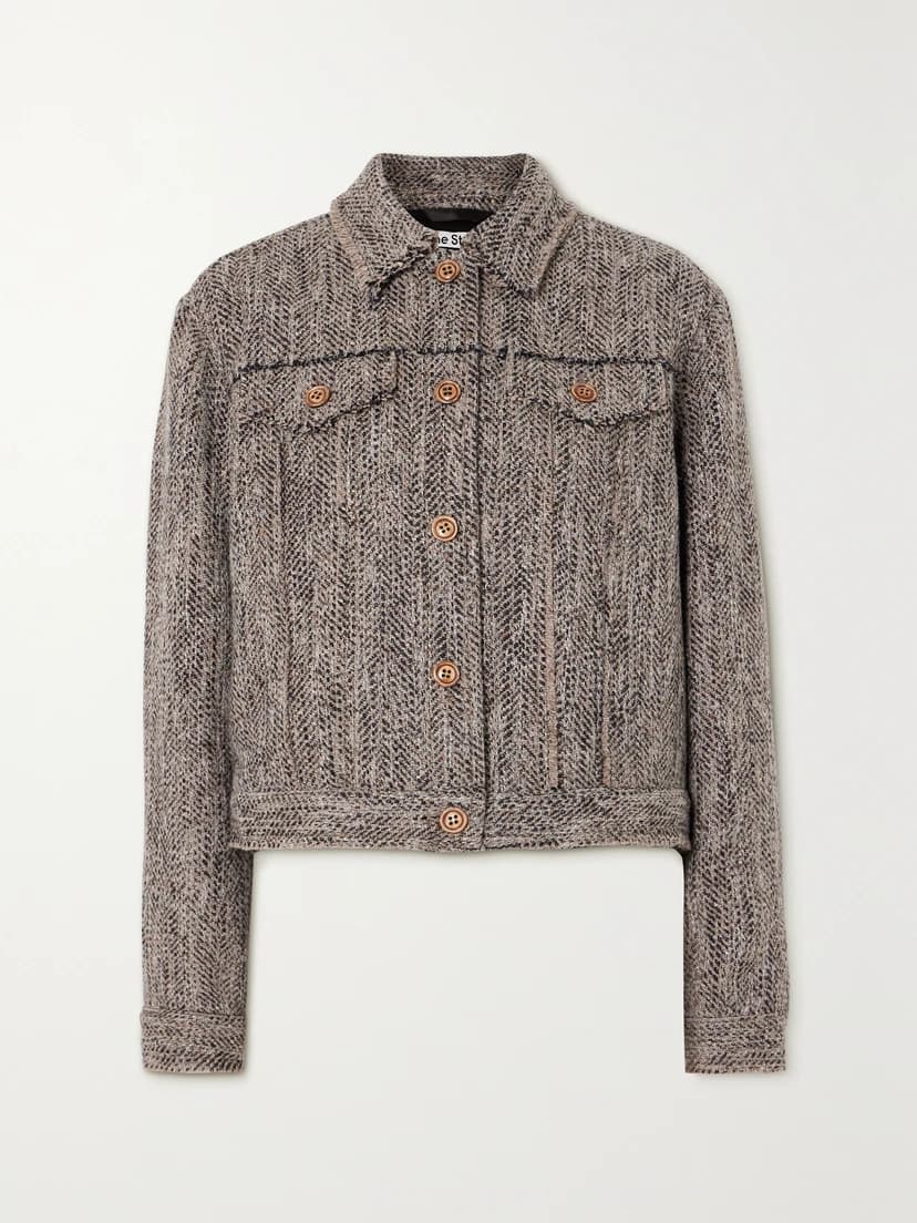 Frayed Herringbone Tweed Jacket - Image 1