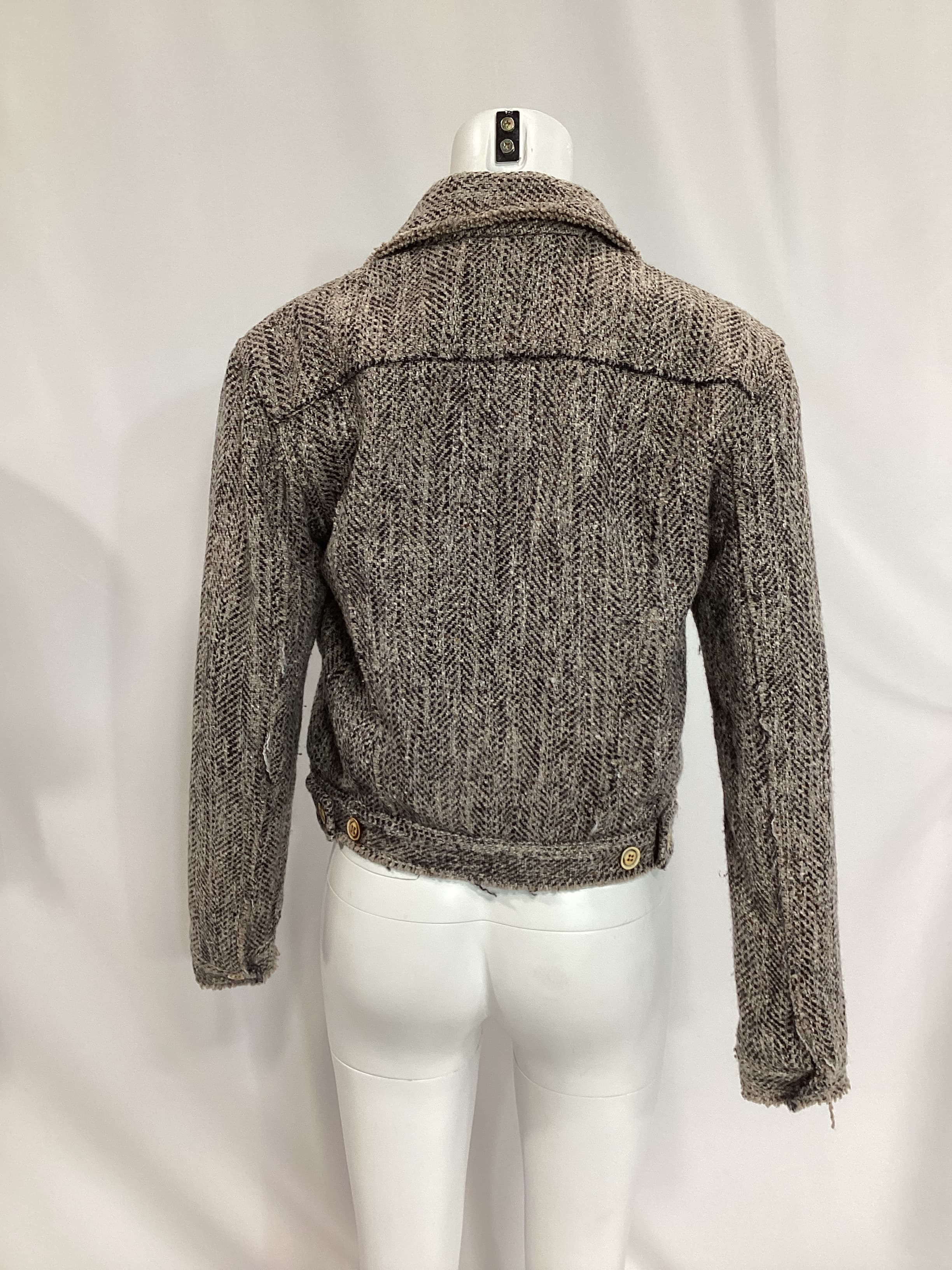 Frayed Herringbone Tweed Jacket - Image 3