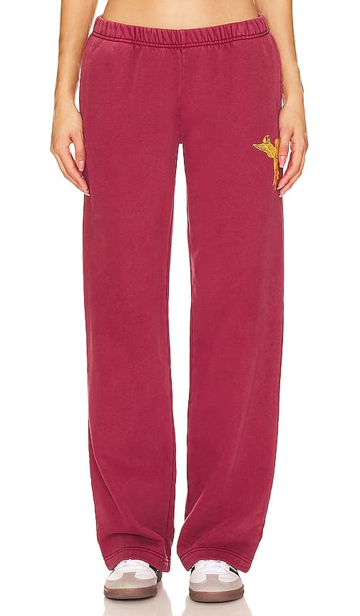 Champion X Danielle Guizio Reverse Weave Flare Sweatpants In Sun Dye Sepia Red - Image 1
