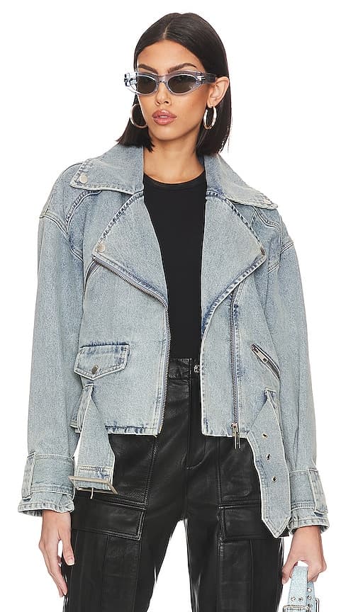 Kiera Denim Jacket In Mid Blue Wash - Image 1