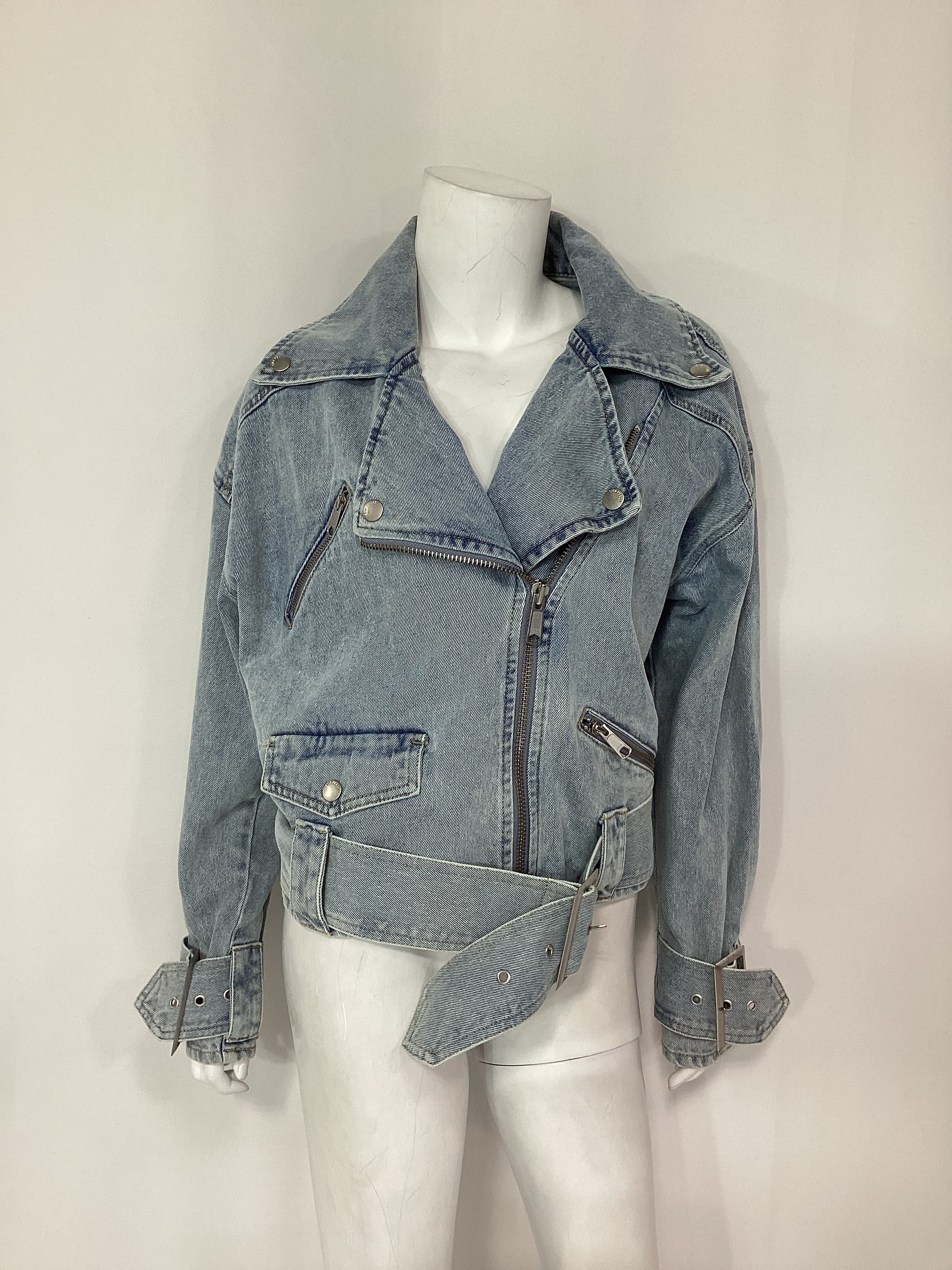 Kiera Denim Jacket In Mid Blue Wash - Image 3