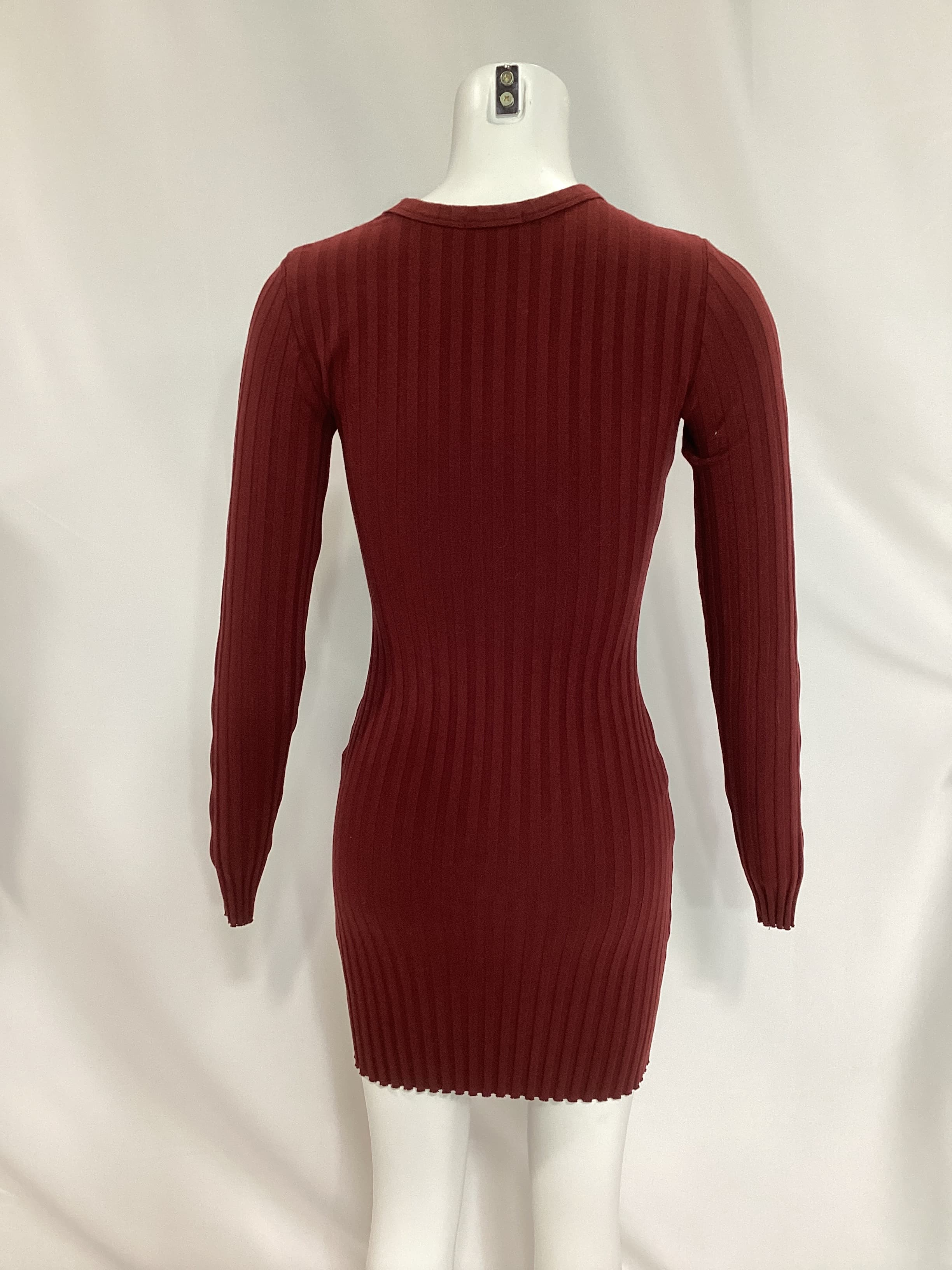 The Capri Long Sleeve Mini Dress In Wine - Image 3