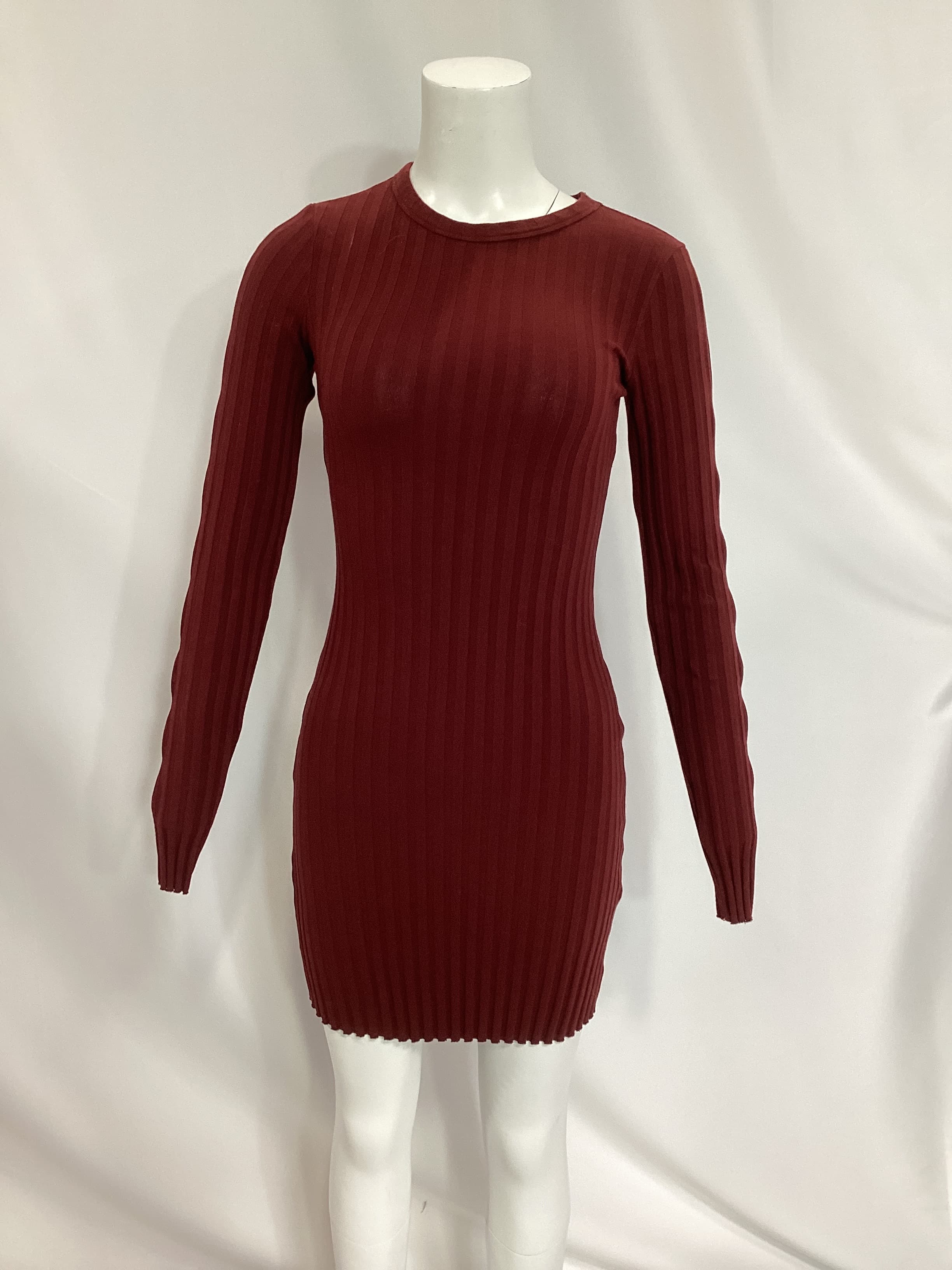 The Capri Long Sleeve Mini Dress In Wine - Image 4