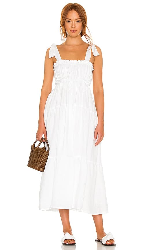 Bellamy Midi Dress In Plain White - Image 1