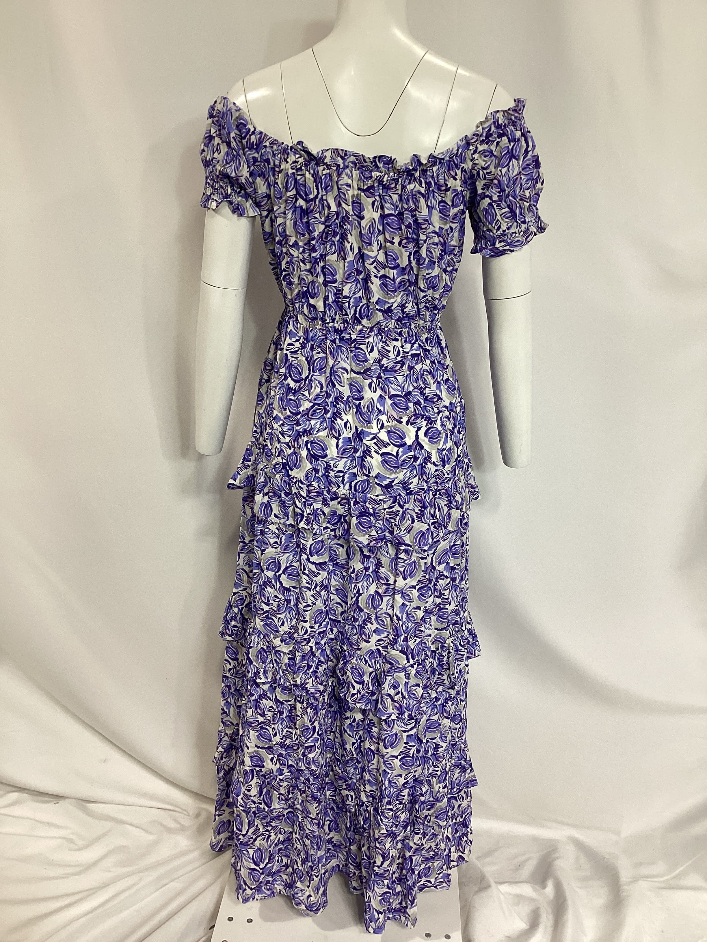Viona Dress In Blue & White Multi - Image 4