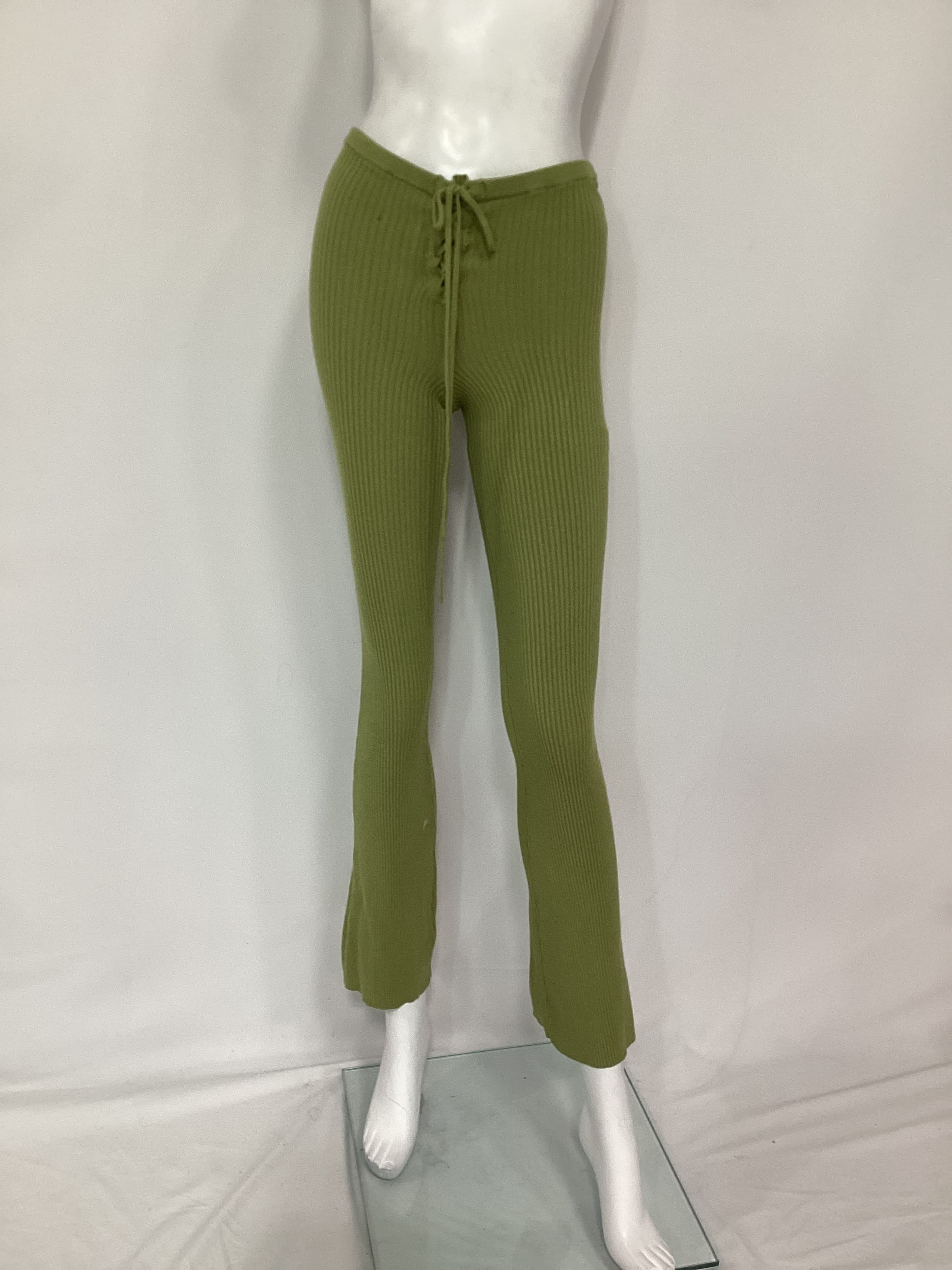 Artemis Lace Up Knit Pant In Rosemary Green - Image 4