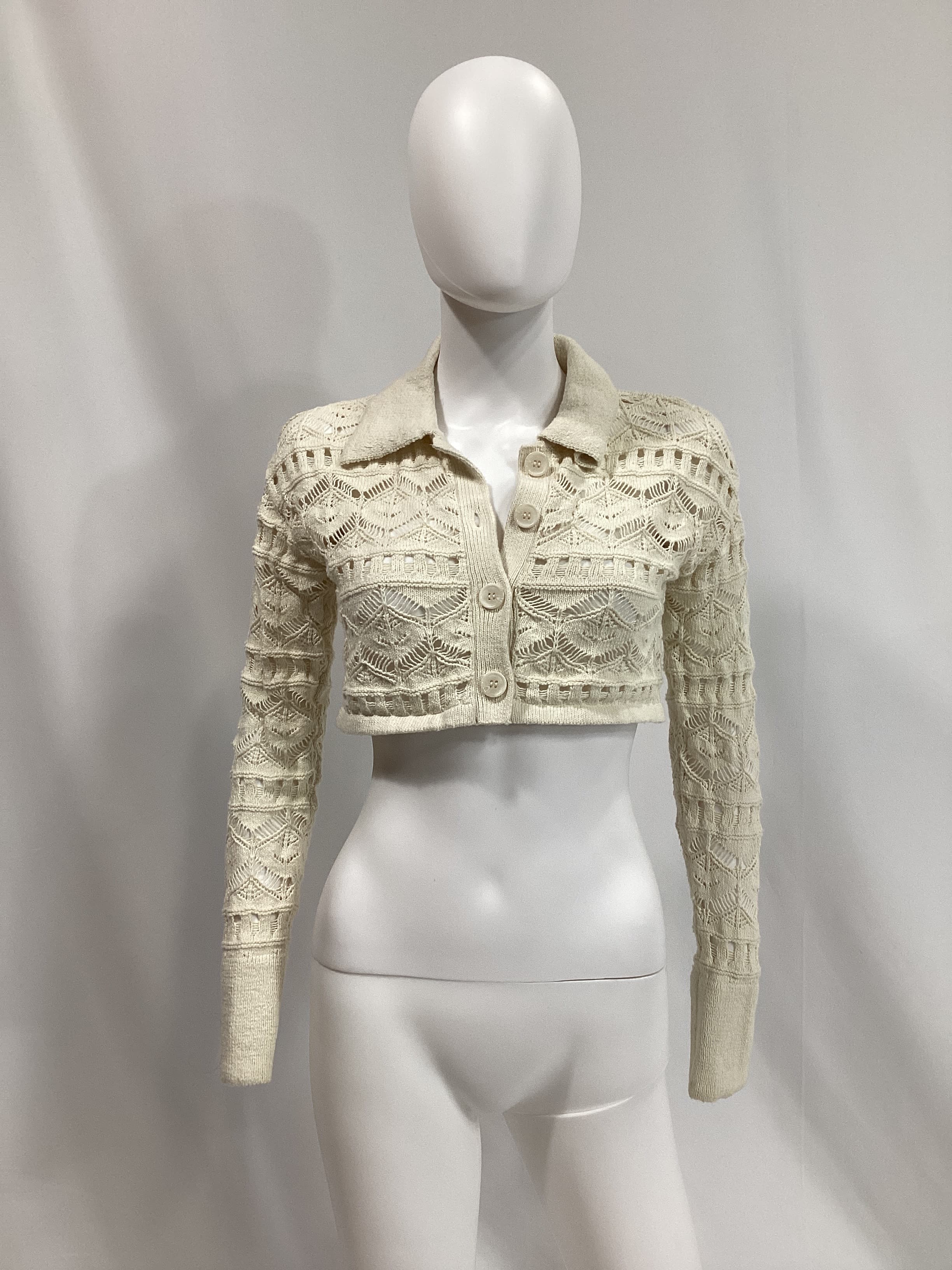 Talmai Pointelle Cropped Cardigan In Ivory - Image 3