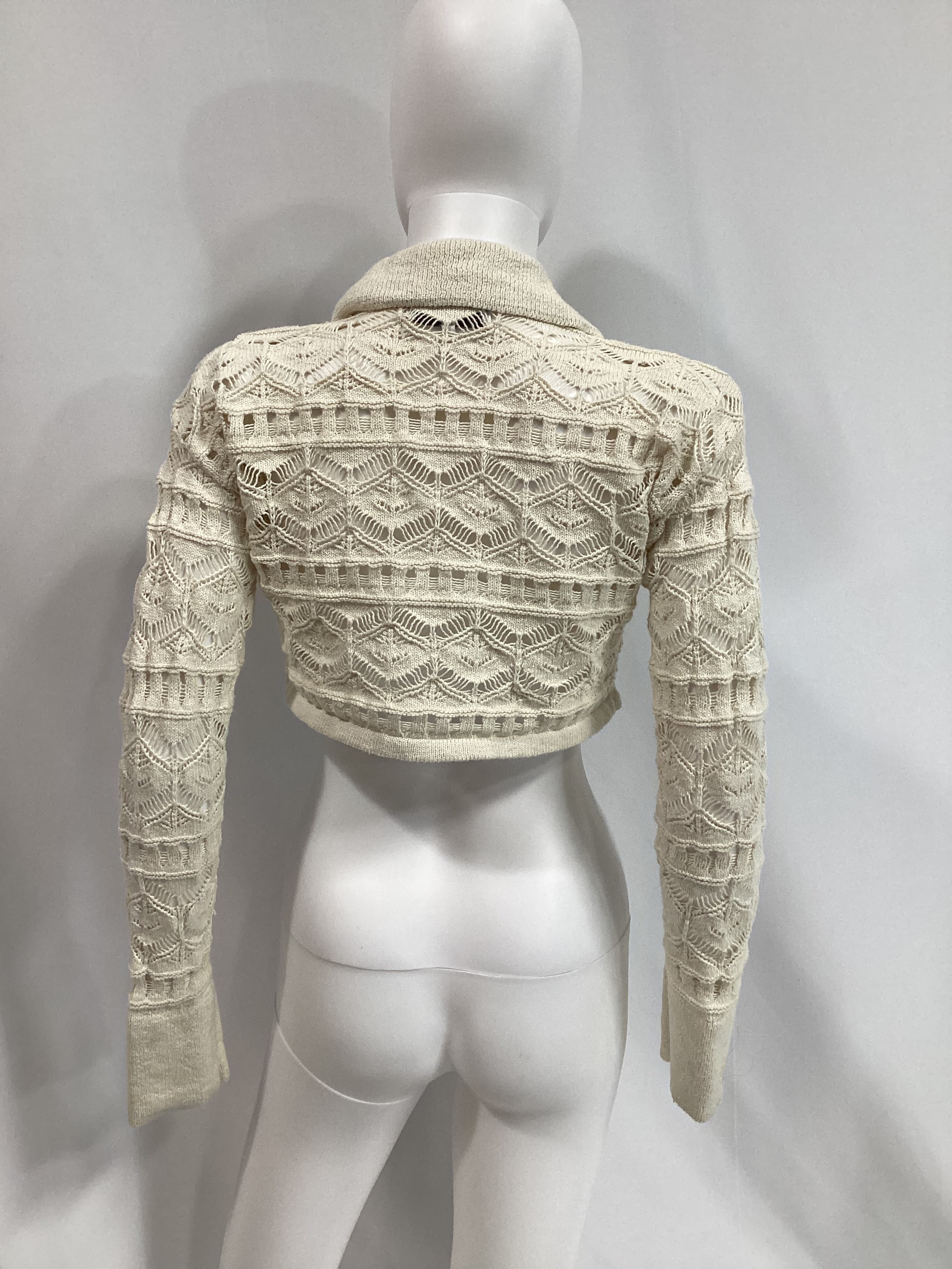 Talmai Pointelle Cropped Cardigan In Ivory - Image 4
