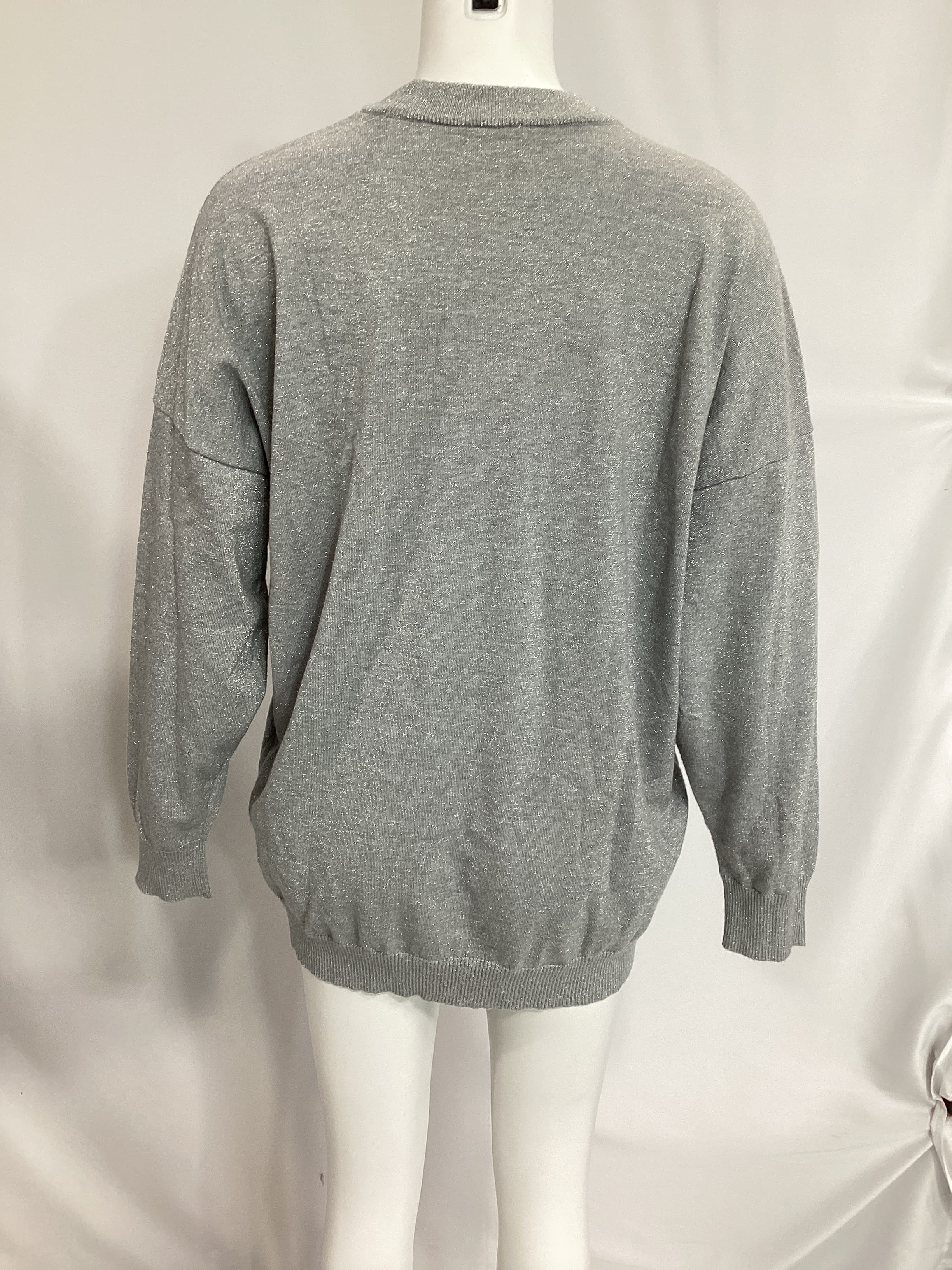 Classic Crewneck Sweater In Silver Metallic - Image 2