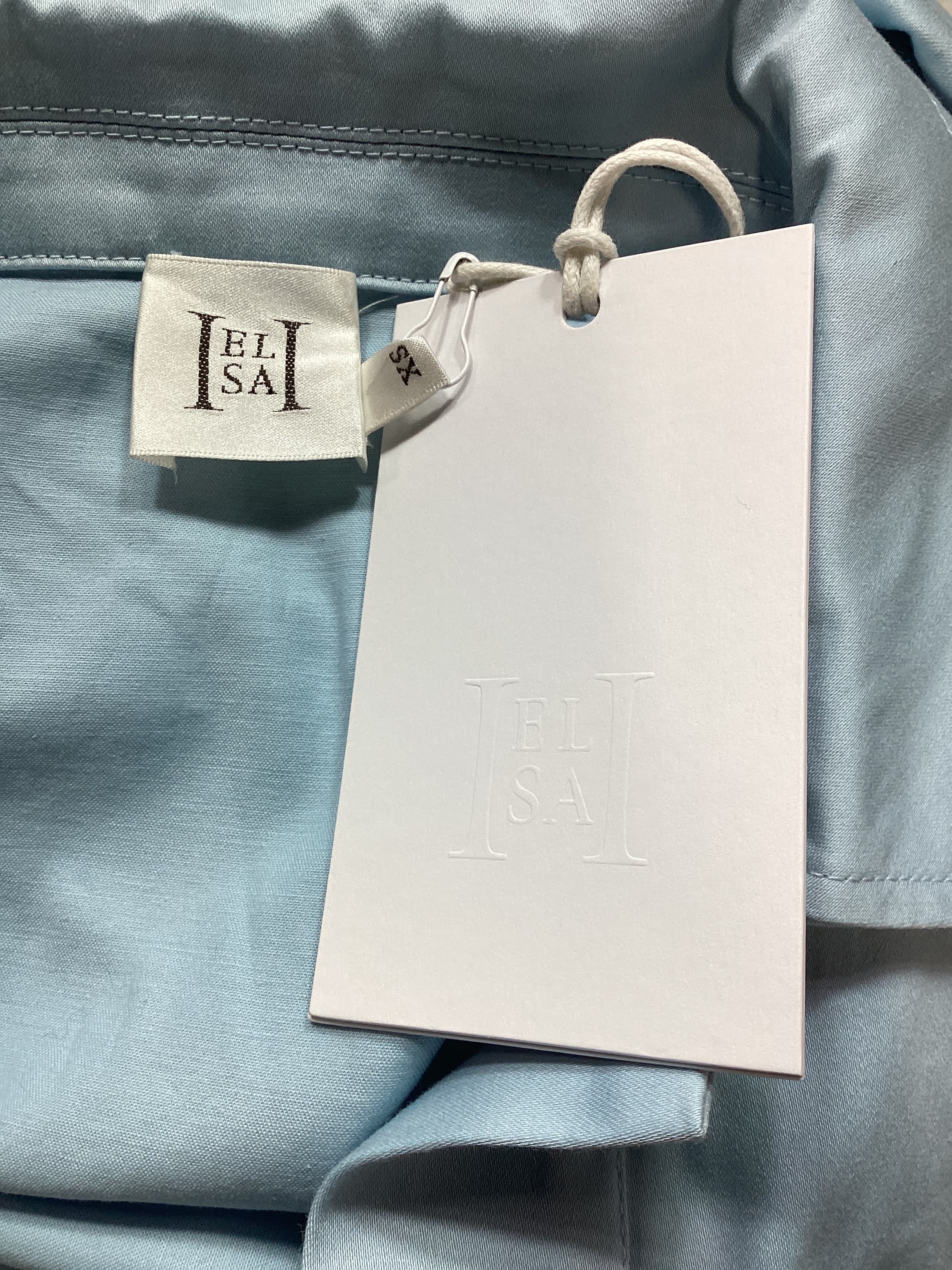 Stretch Cotton Sateen Shirt Dress In Blue - Image 4