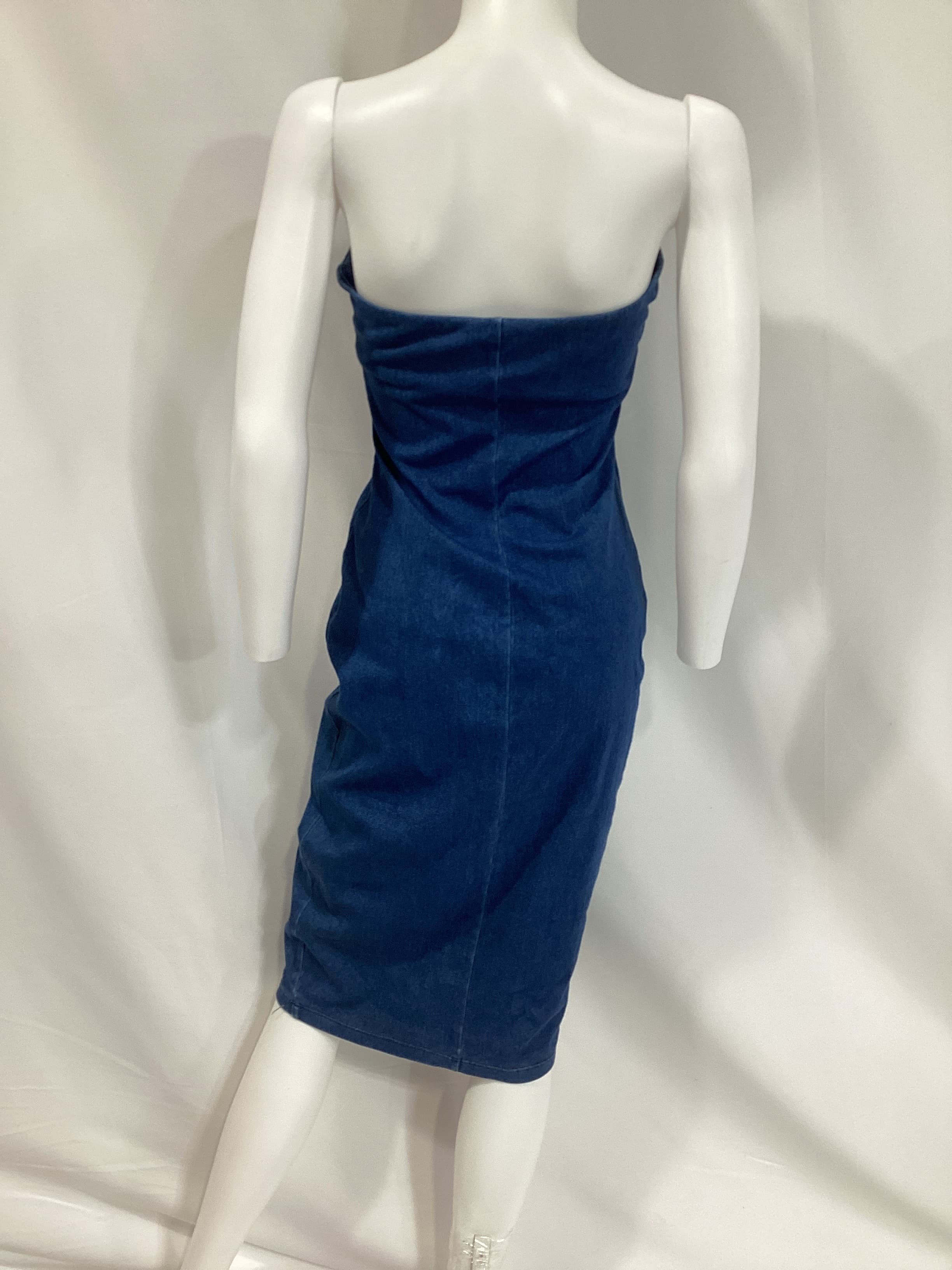 Strapless Midi Dress In Light Denim - Image 2