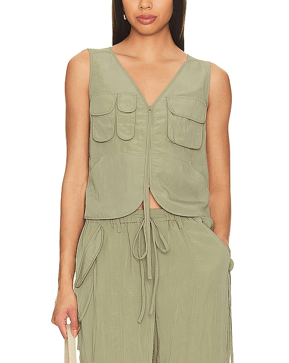 Sojinita Cargo Vest Top In Sage - Image 1