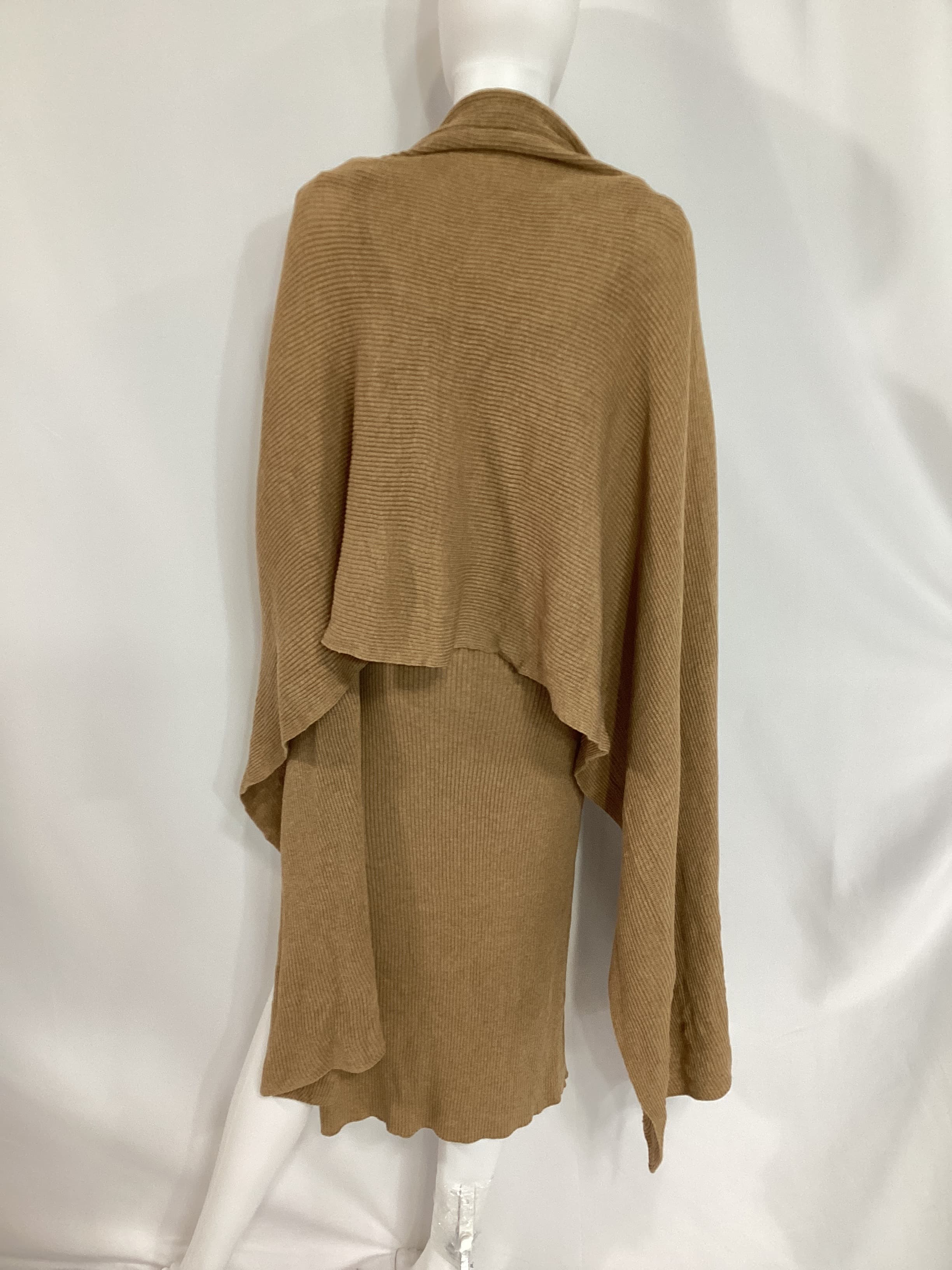 Salmah Dress With Detachable Shawl In Camel - Image 3