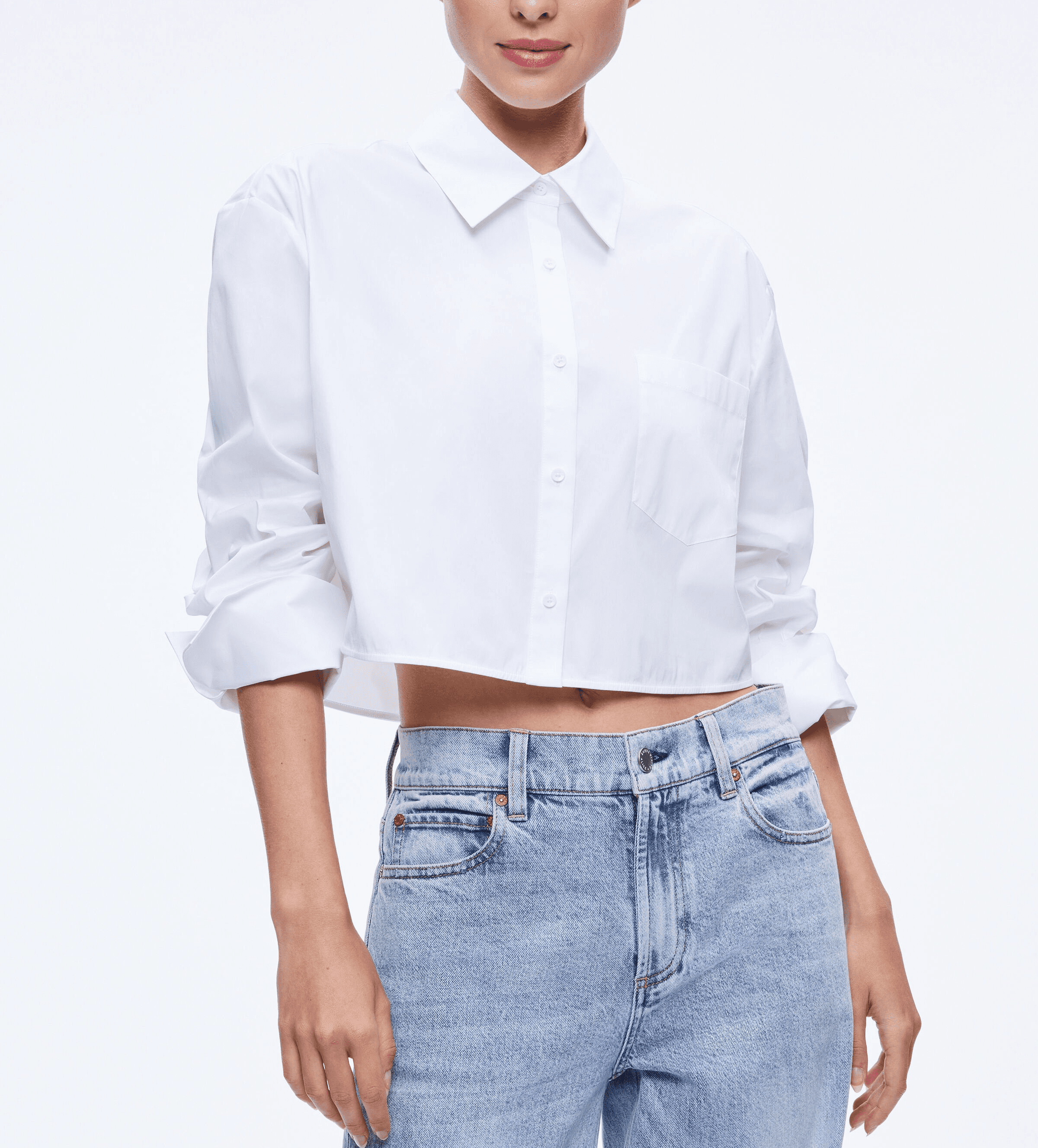 Finely Cropped Oversized Button Down Shirt - Image 1