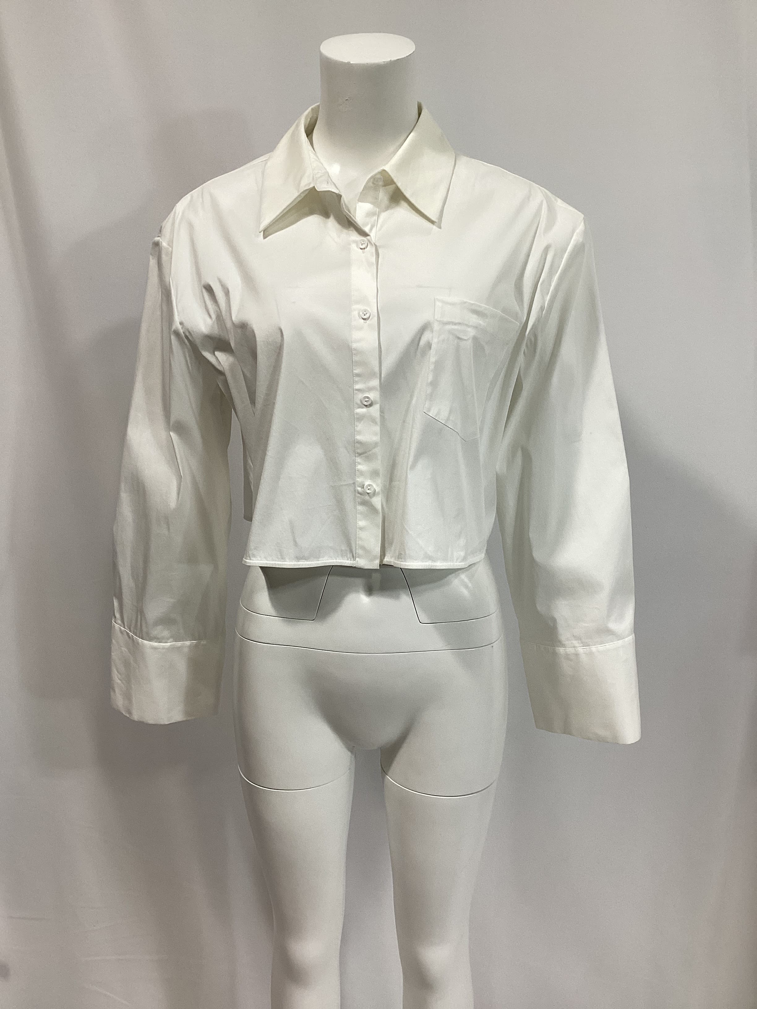 Finely Cropped Oversized Button Down Shirt - Image 2