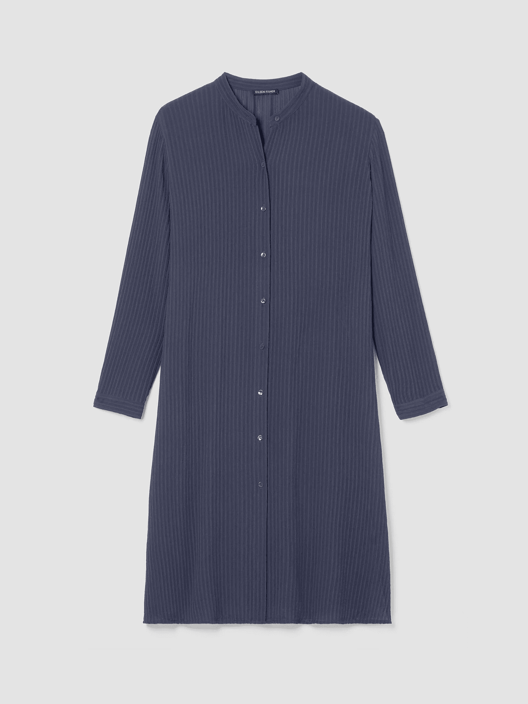 Accordion Silk Jacquard Mandarin Collar Long Shirt - Image 1