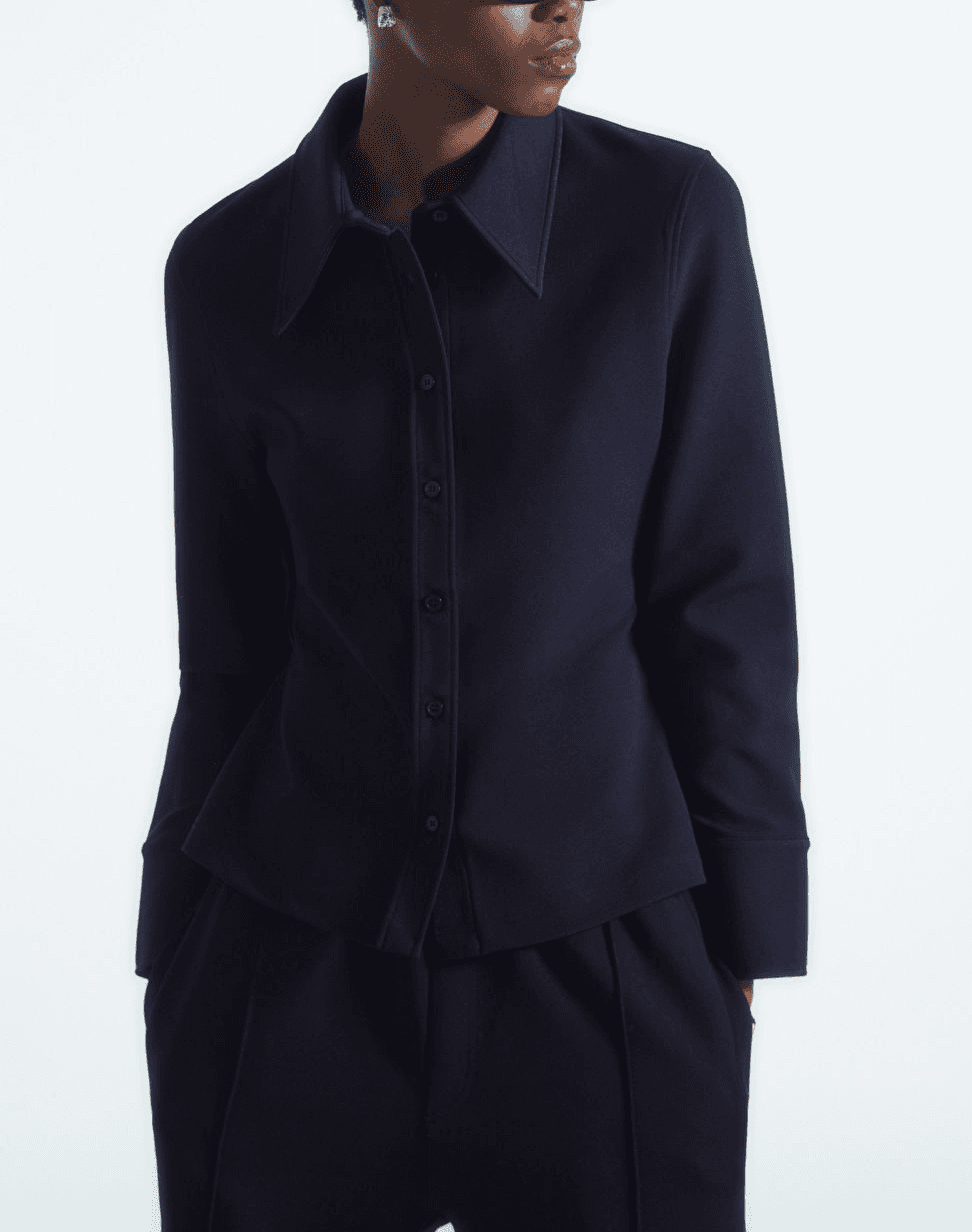 Exaggerated-Collar Jersey Shirt - Image 1
