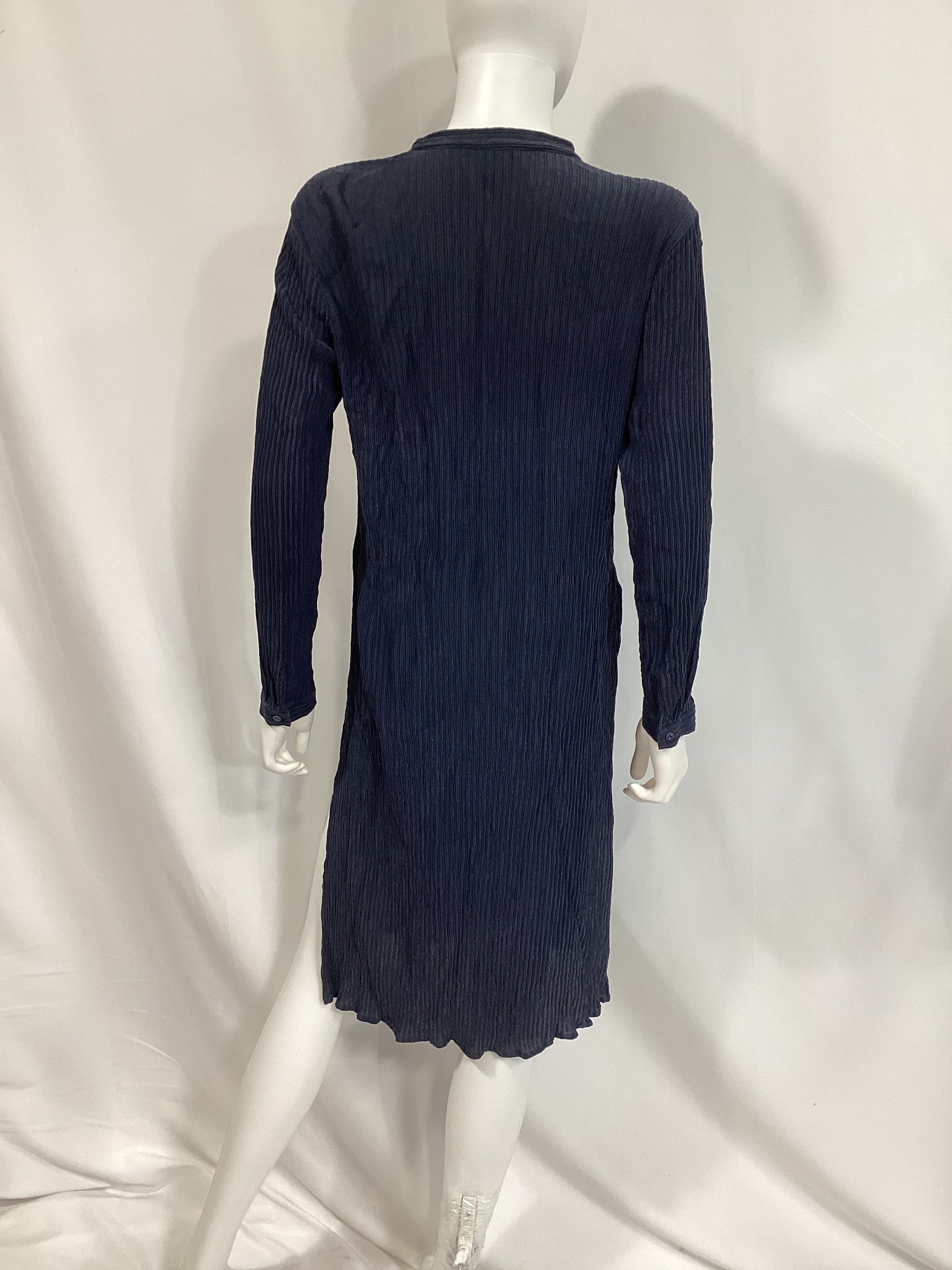 Accordion Silk Jacquard Mandarin Collar Long Shirt - Image 4