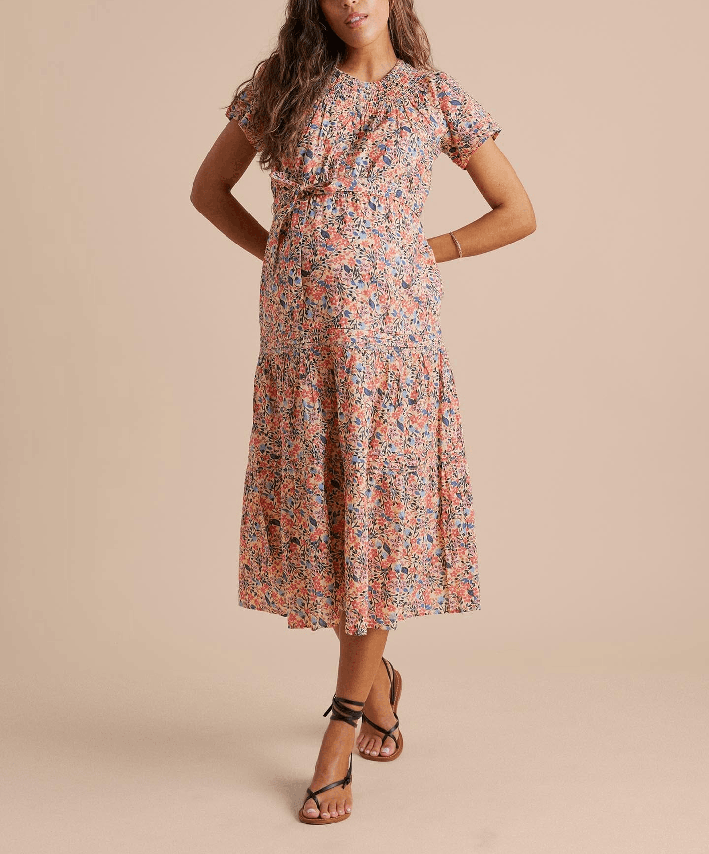 Smocked Yoke Tier Maxi Dress - Image 1