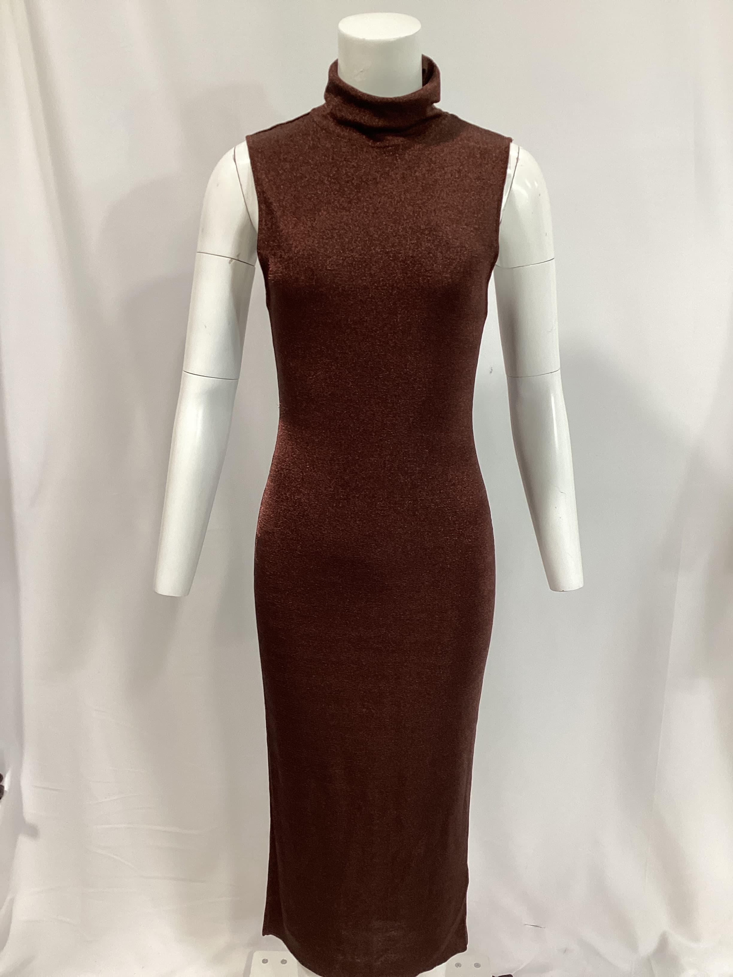 Flora Metallic Cotton-Blend Jersey Turtleneck Midi Dress - Image 2