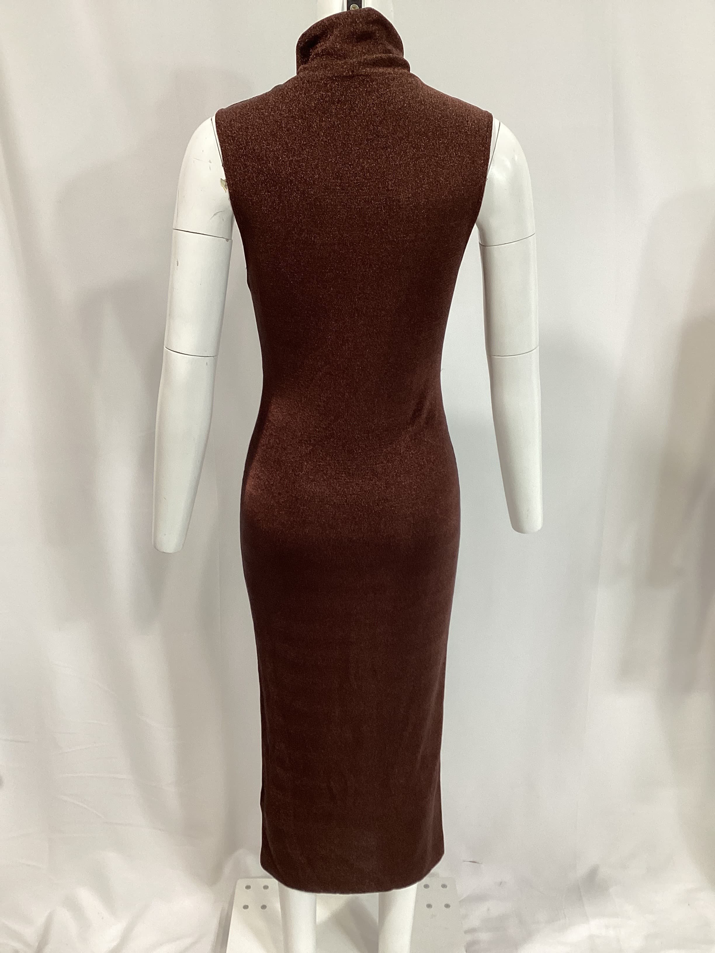 Flora Metallic Cotton-Blend Jersey Turtleneck Midi Dress - Image 3