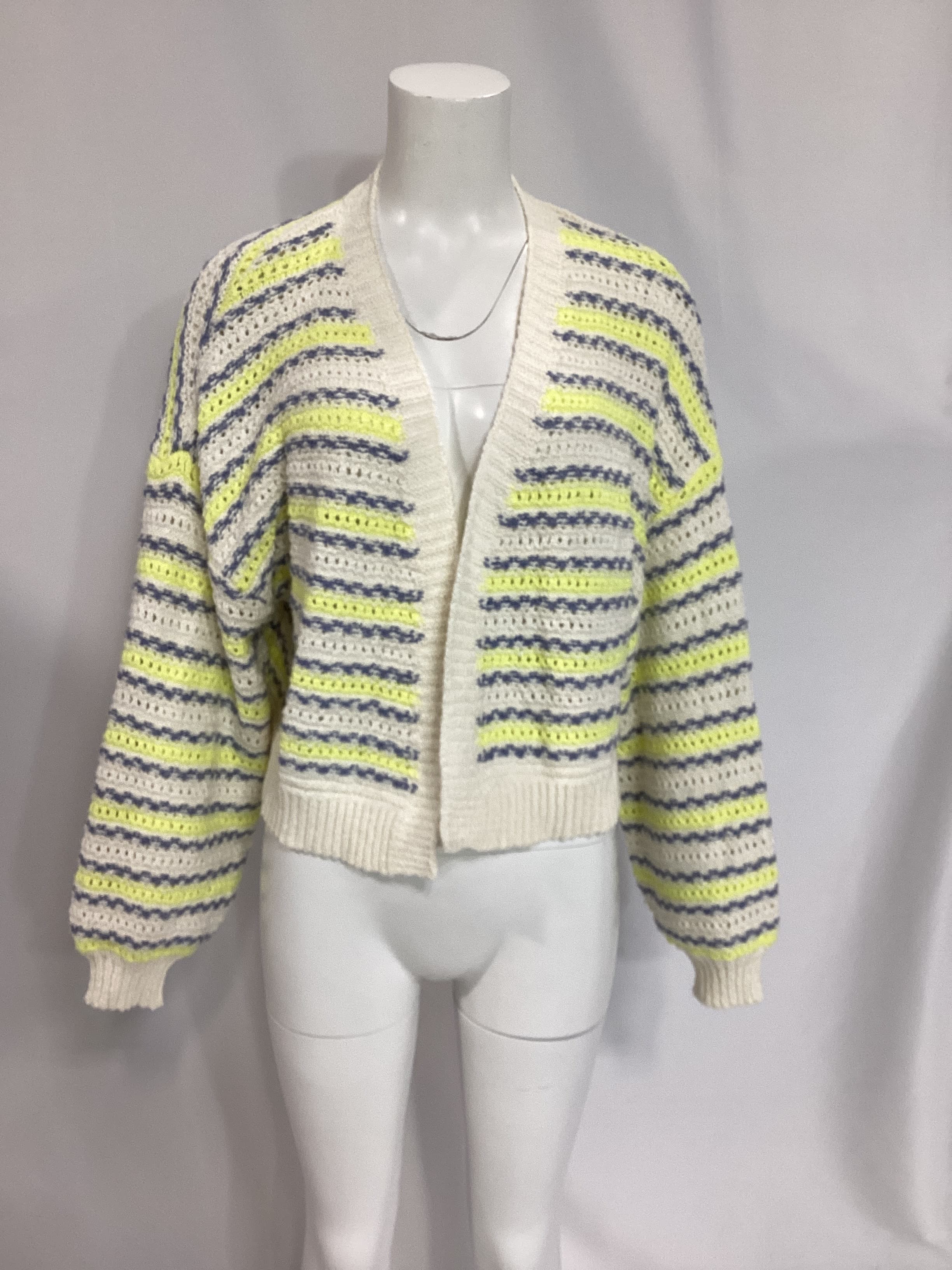 Crimped Mixed Cardi In Chalk Multi - Image 2