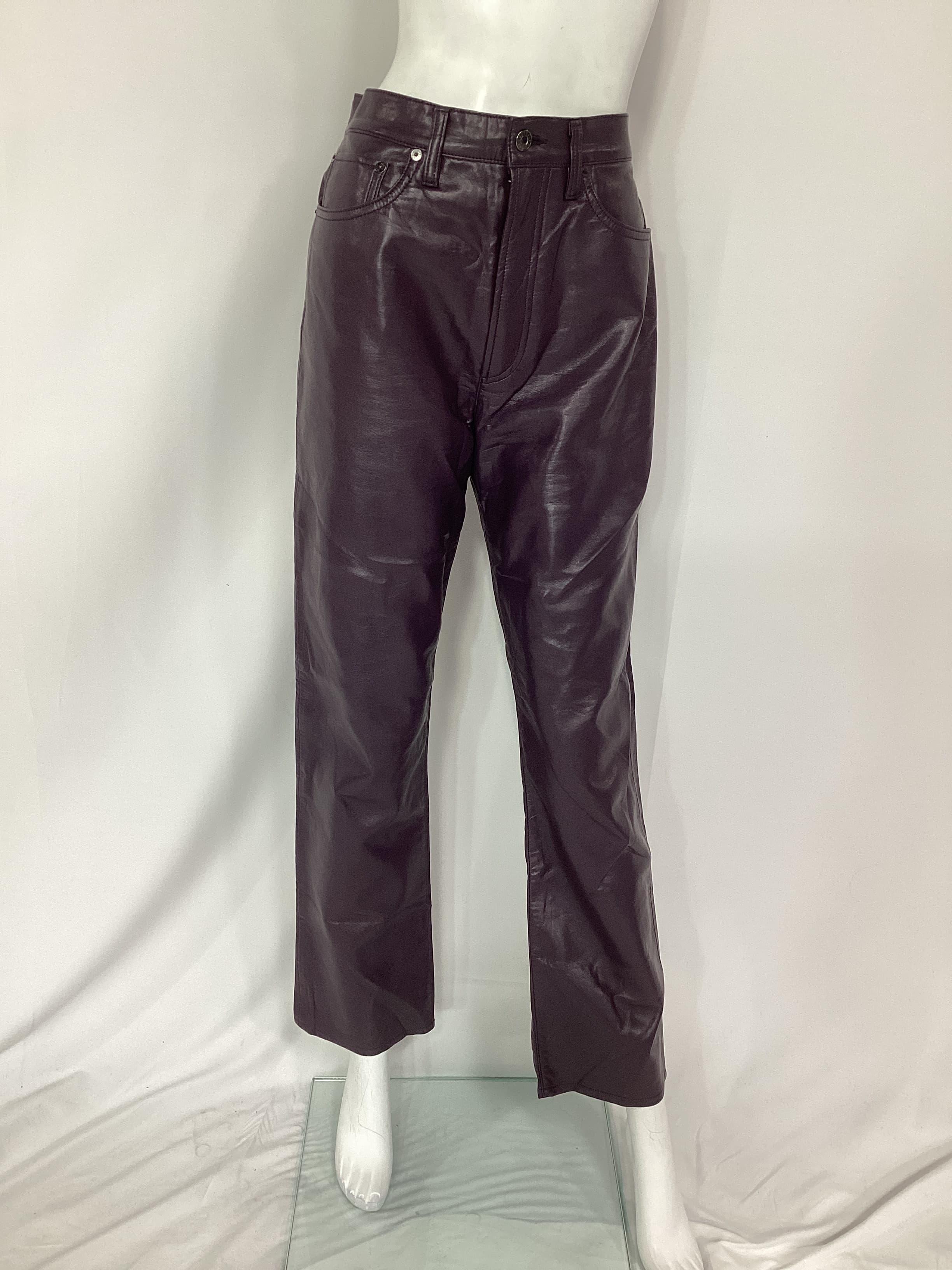 Recycled Leather 90's Pinch Waist In Night Shade - Image 3