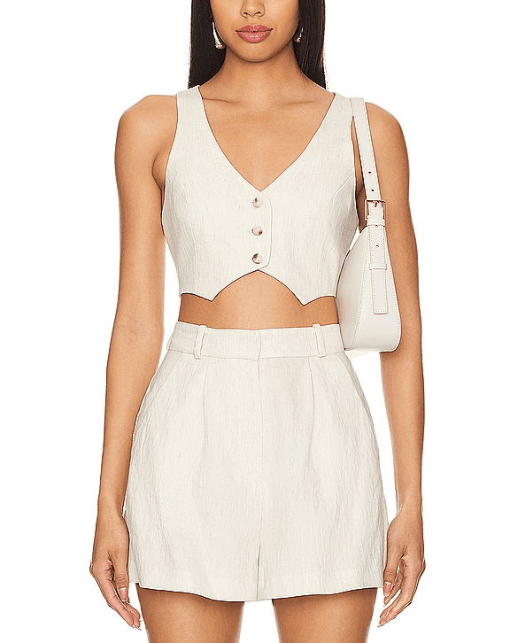 Ethan Cropped Vest In Beige - Image 1