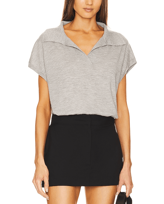 V-Neck Polo In Grey - Image 1