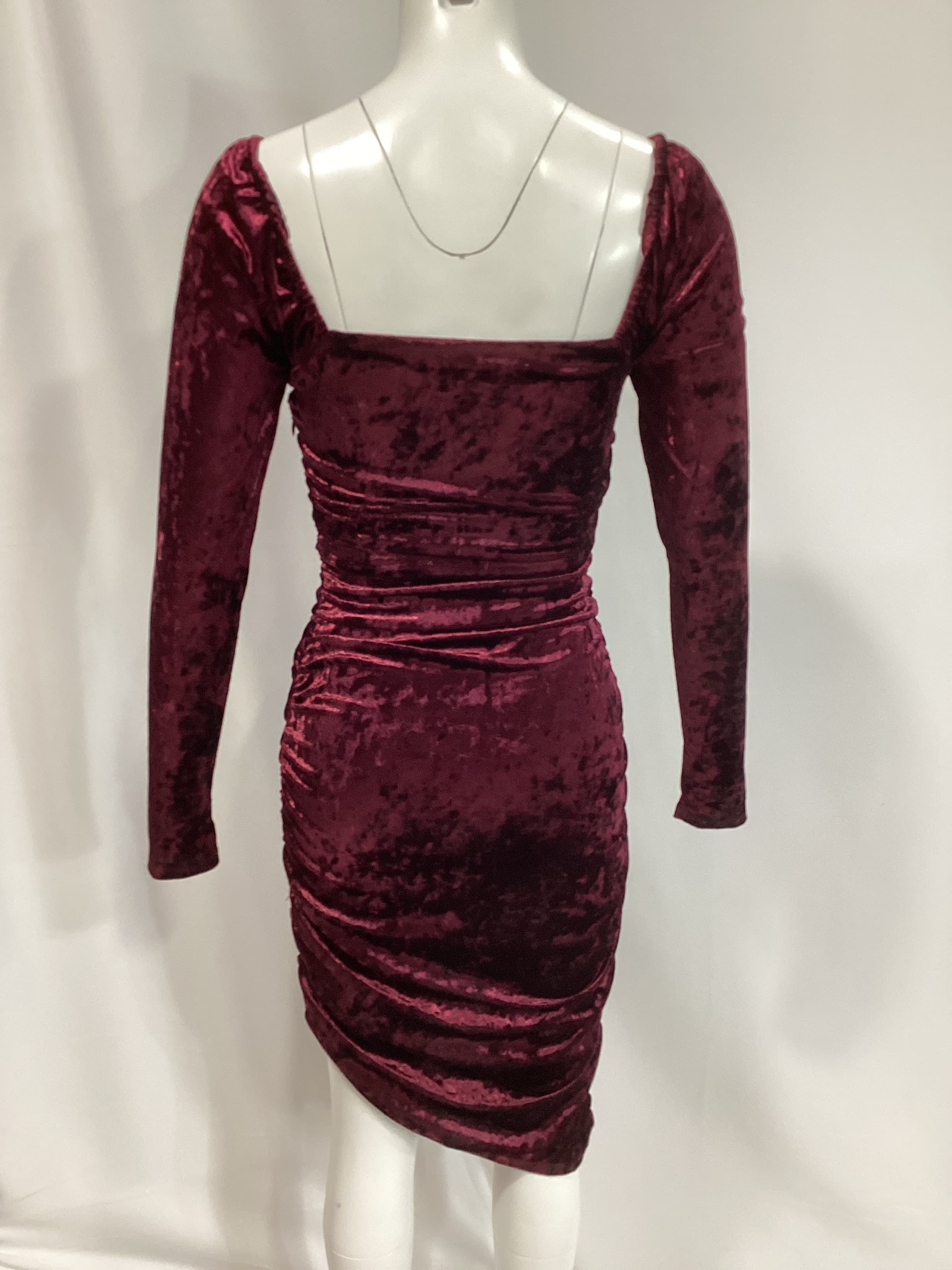 Velvet Midi Dress In Burgundy - Image 2